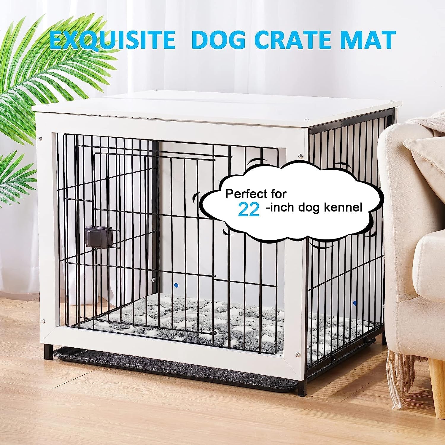 Dog Bed Mat, Reversible Crate Pad for Medium Small Dogs, Machine Washable, Portable and Soft Pet Bed Pad/Mat for 22-Inch Kennel