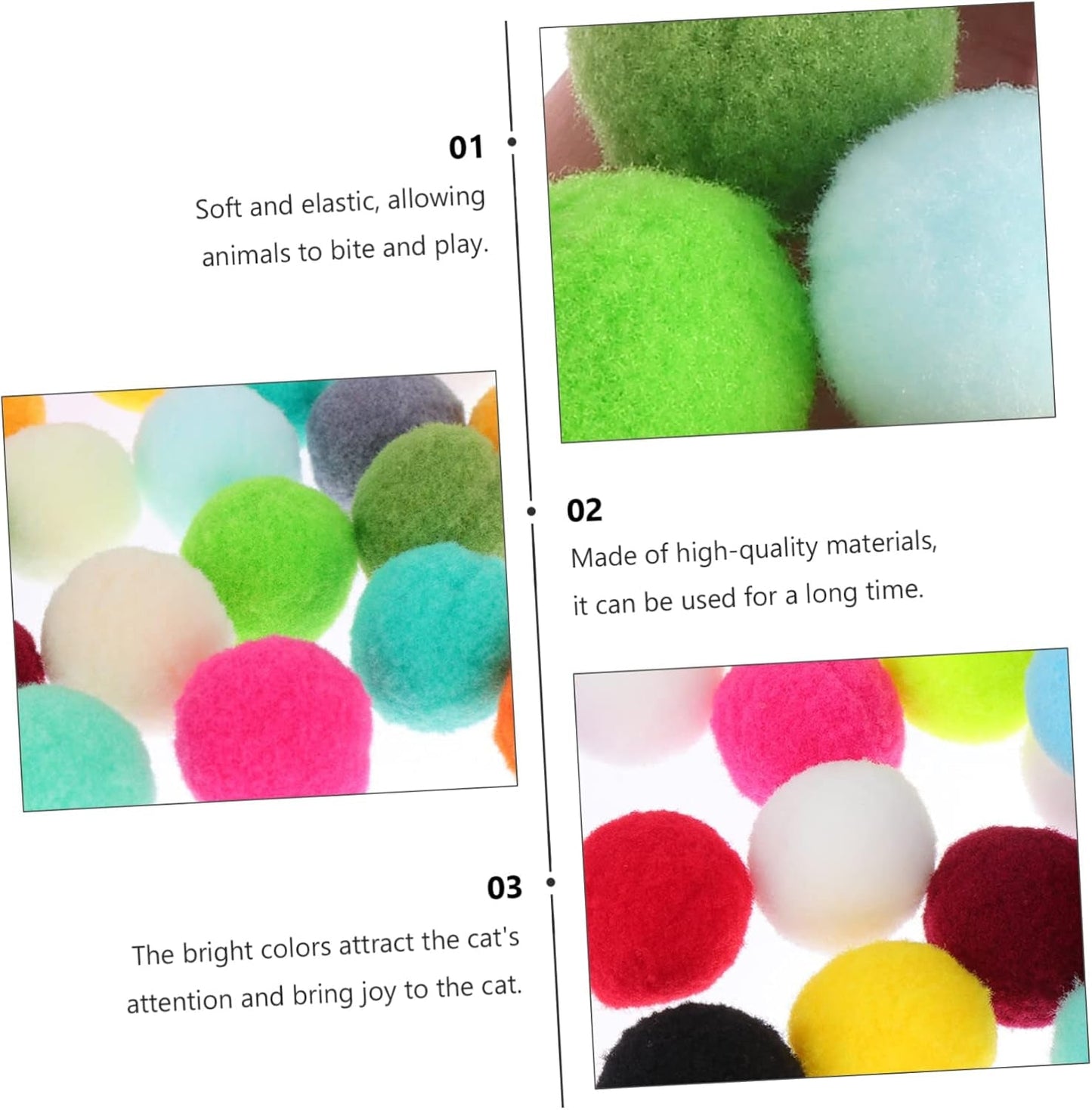 100Pcs Cat Toy Ball Cat Bouncing Balls Tiny Dog Toys Fluffy Cotton Balls Toys for Small Dogs Cat Treat Catnip Toy Cat Turntable Toy Fuzzy Balls for Cats Bouncy Ball Kitten Plush