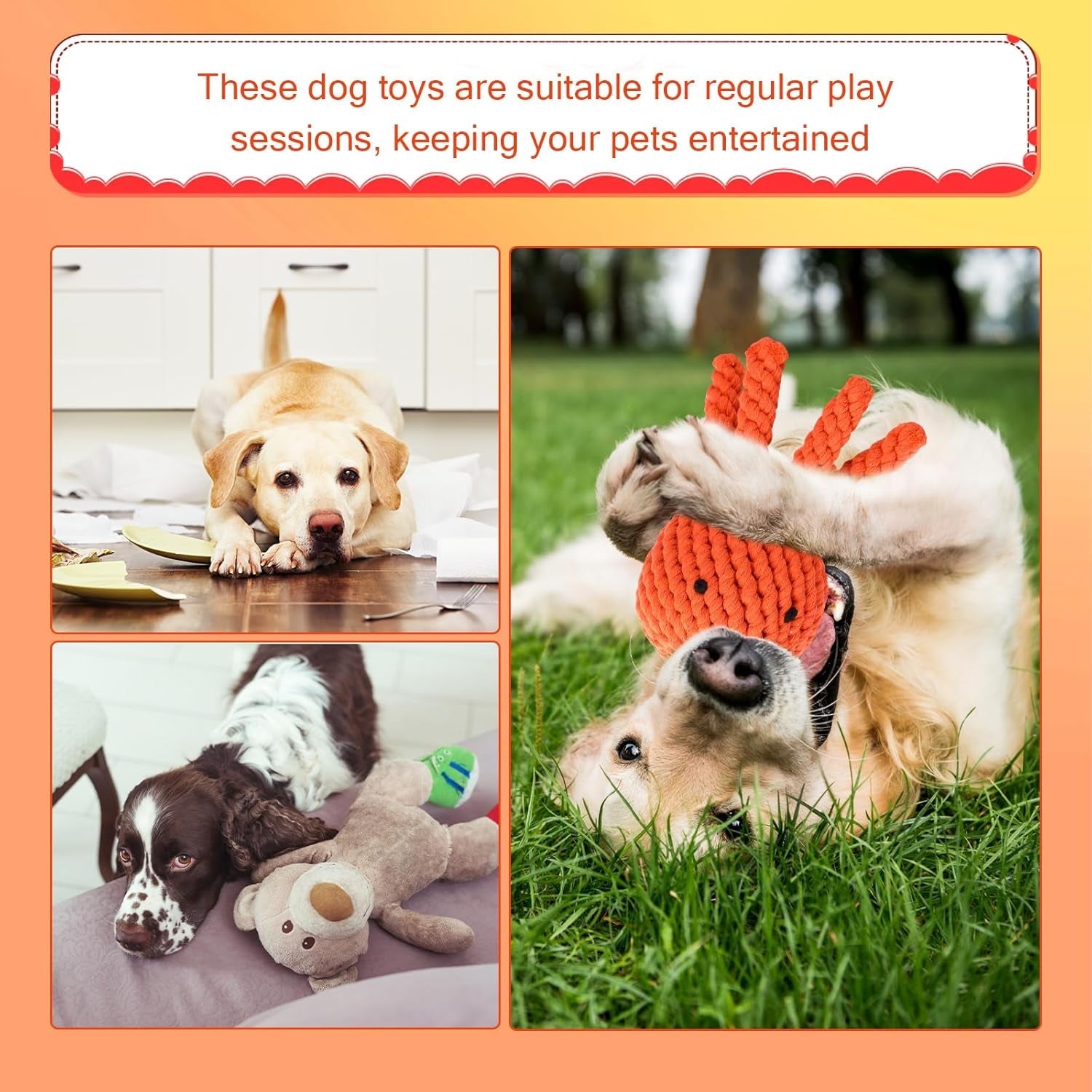 3 Pcs Dog Rope Toys No Squeaker Dog Toy Valentine'S Day Dog Gift for Puppy Octopus Dog Toy Dog Ropes for Teeth Cleaning Interacting Play Games, 3 Sizes