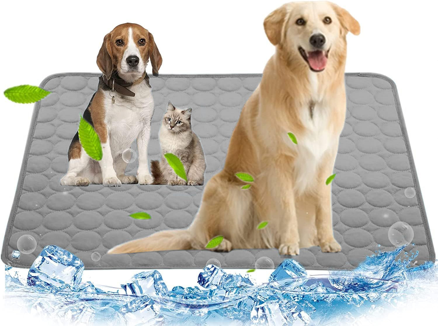 Dog Cooling Mat, Pet Cooling Mat for Dogs Cooling Blanket for Dogs Dog Cooling Pad for Kennels, Crates, Cars, Indoor & Outdoor Ice Silk Cooling Mat for Extra Large Dogs (Blue, L(28 * 22"))