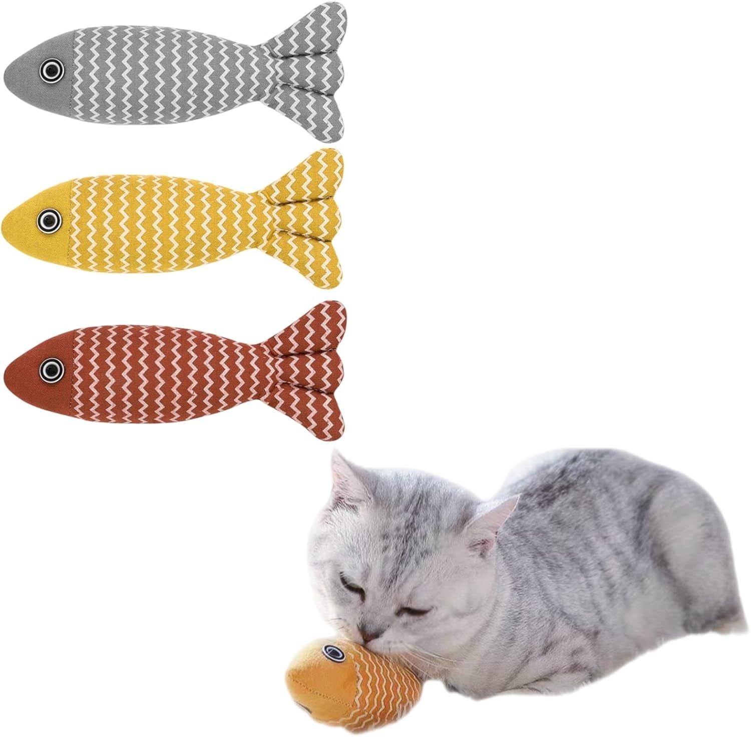 3Pcs Catnip Cat Toys Cute Catmint Kitten Toy Interactive Cartoon Crinkle Sound Toy Accessories for Indoor Cats Small Dogs