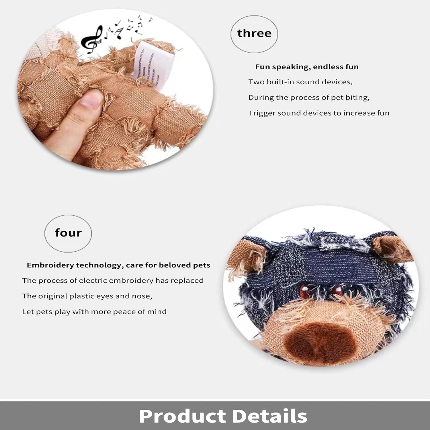 2023 New Indestructible Robust Bear Dog Toy- Companion for Heavy, Stuffed Plush Dog Toys Ideal Pet Gift for Small, Medium, and Large Breeds (L, Mix-3)