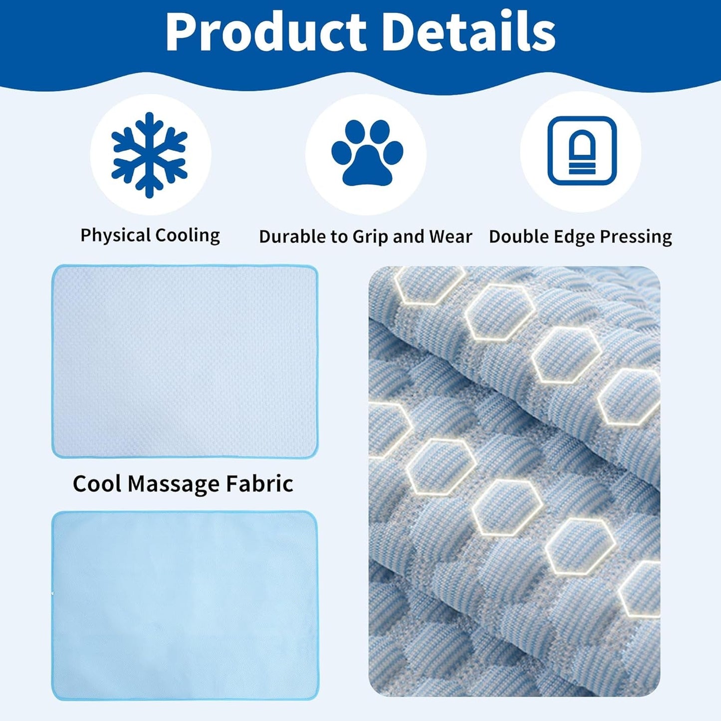 Dog Cooling Mat, Portable Pets Cooling Mat for Pets Family Use, Pets Cooling Pad Durable Machine Washble, Indoor Outdoor Uses in Crate, Kennel, Bed, Sofa or Car (L(40"X28"))