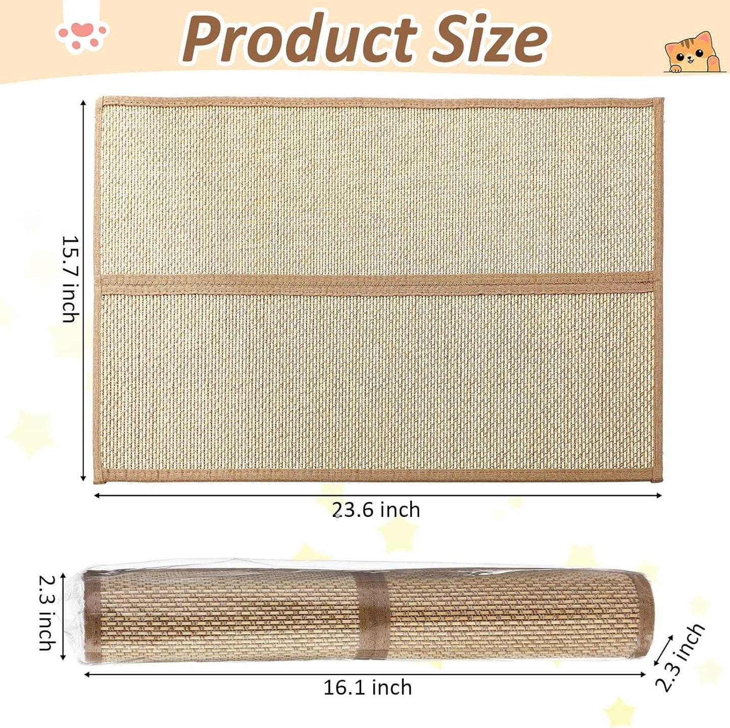 2 Pcs 23.6 X 15.7 Inch Cat Scratch Furniture Protector Cat Scratch Mat with Helical Nails Couch Cat Scratch Protector Couch Covers for Cats Pet Scratching Pads for Indoor Couch, Sofa, Carpet