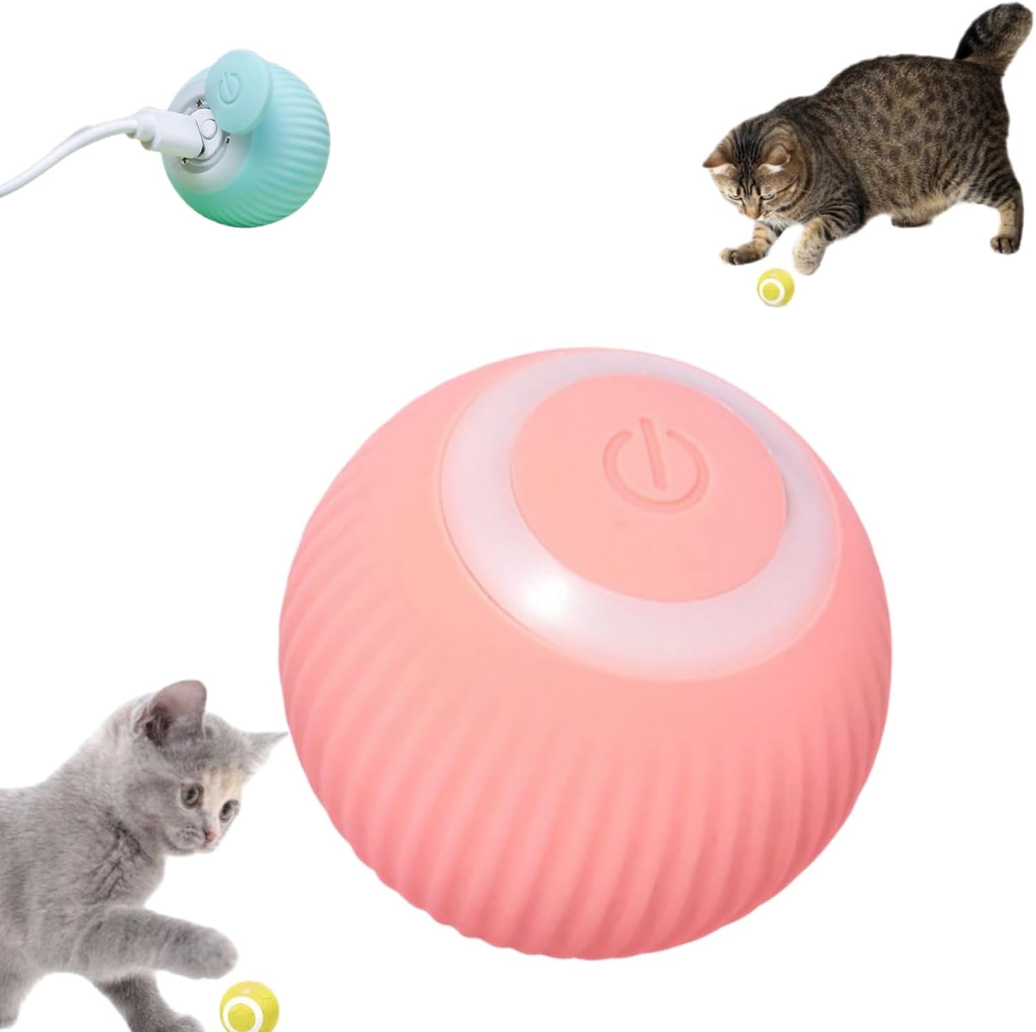 2024 New Aiveys Cat Ball, Aiveys the Original Rotating Smart Ball, Power Ball 2.0 Cat Toy, Interactive Cat Toys Ball with Led Lights (A)