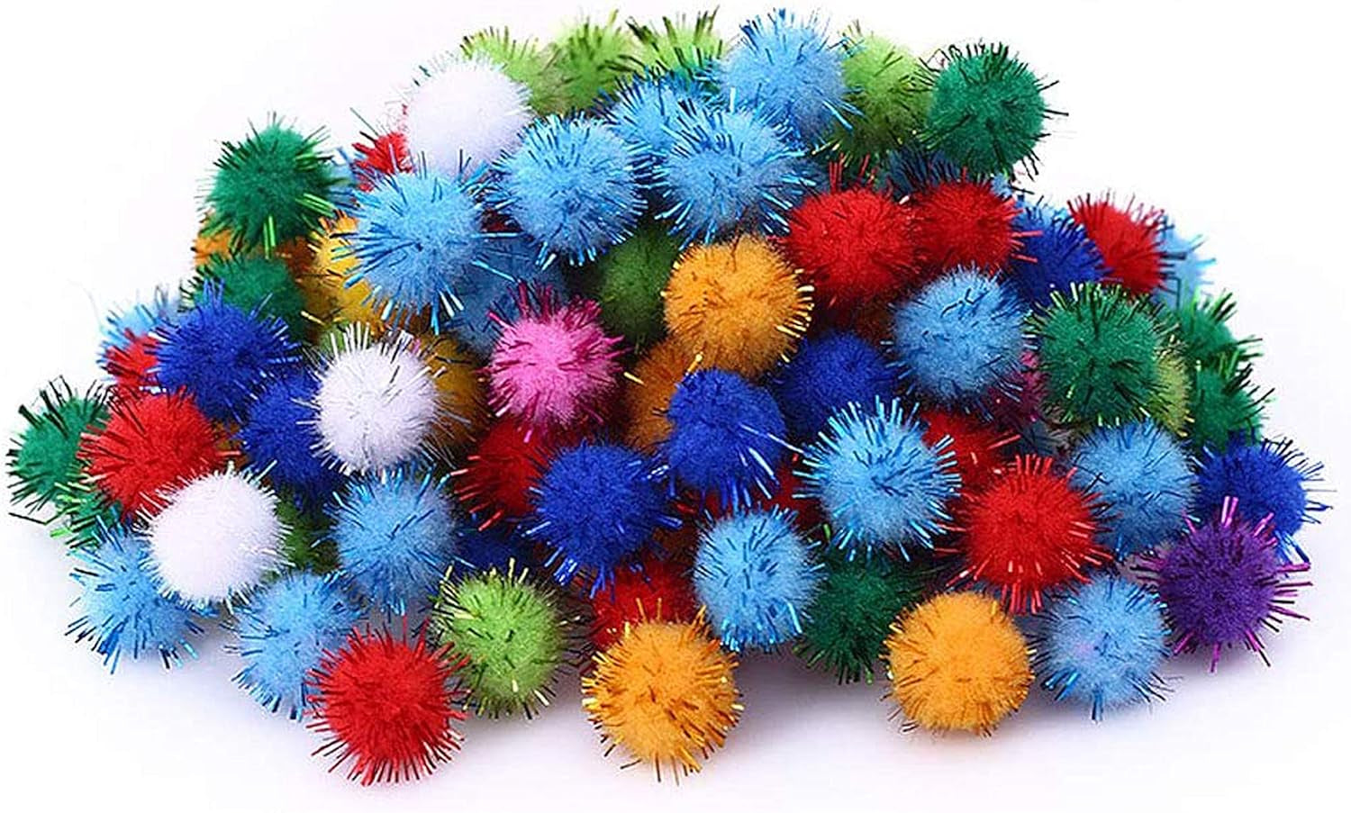 1.5" Sparkle Balls My Cat'S Favorite Toy Pom Pom Balls - 50 Pack