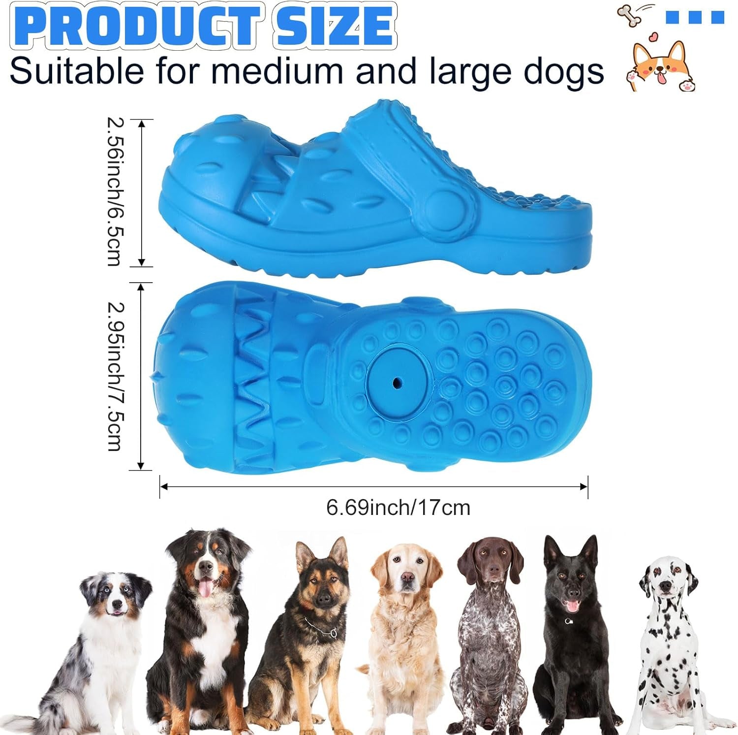 3 Pack Christmas Dog Chew Toys Gift for Aggressive Chewers Tough Durable Shoes Squeaky Rubber Toys Slippers Dog Toys with Beef Cream Flavor for Christmas Dogs Medium Large Breed, 3 Colors