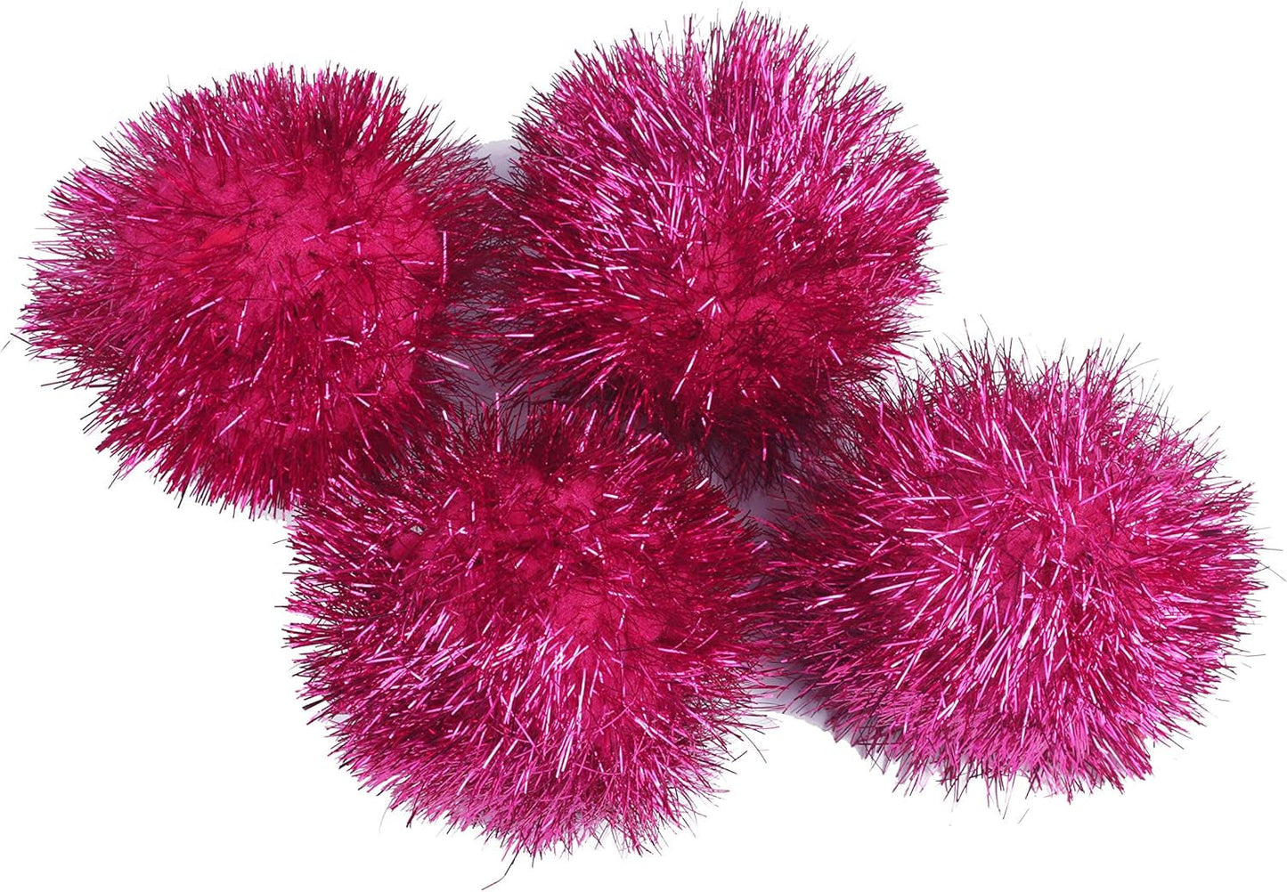 15Pcs Jumbo Pom Bushy Sparkle Ball Cat Toy, Interactive Glitter Pom Pom Cat Toy Balls for Kittens (With Tinsel:3 Inch,Black)