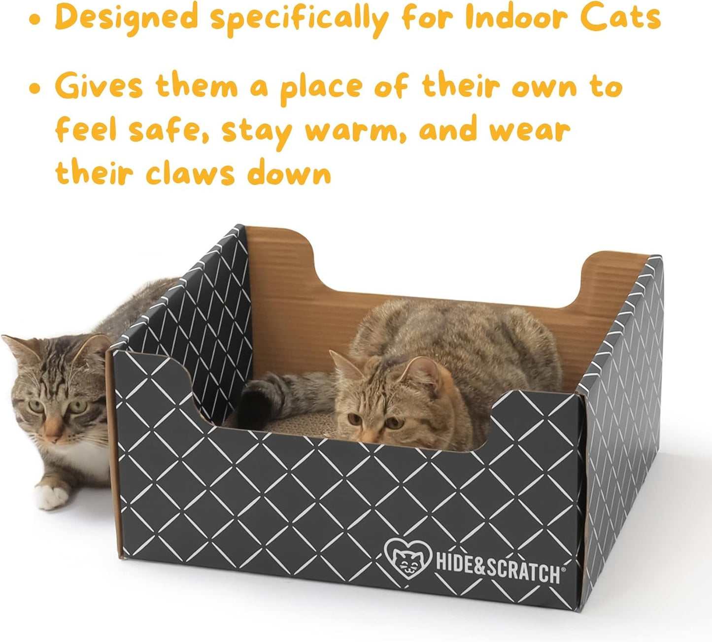 Hide & Scratch Extra-Large Heavy Duty Cardboard Cat Scratcher Box and Cat Bed with Refillable Scratch Pad