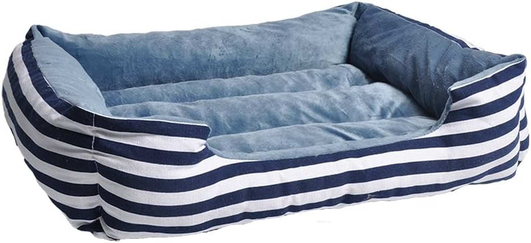 Happycare Textiles All Seasons Rectangle Pet Bed, 25" X 21", Navy Stripe