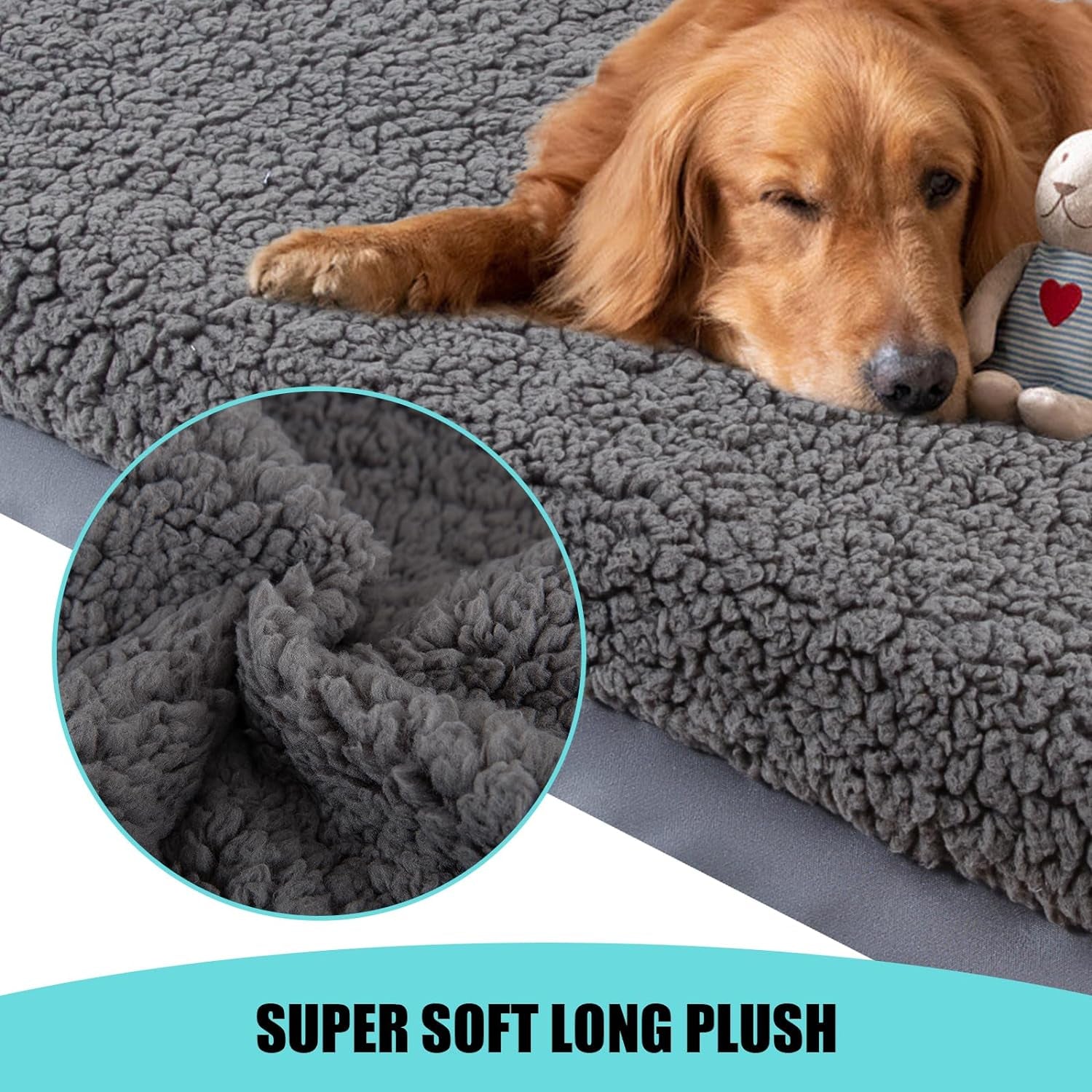 Dog Bed Covers,Waterproof Dog Bed Cover,Soft Plush Replacement Washable Dog Pillow Cover Pet Bed Cover,Removable Pet Dog Crate Pad Replacement Covers,Puppy Bed Cover for Dog Cat,Cover Only