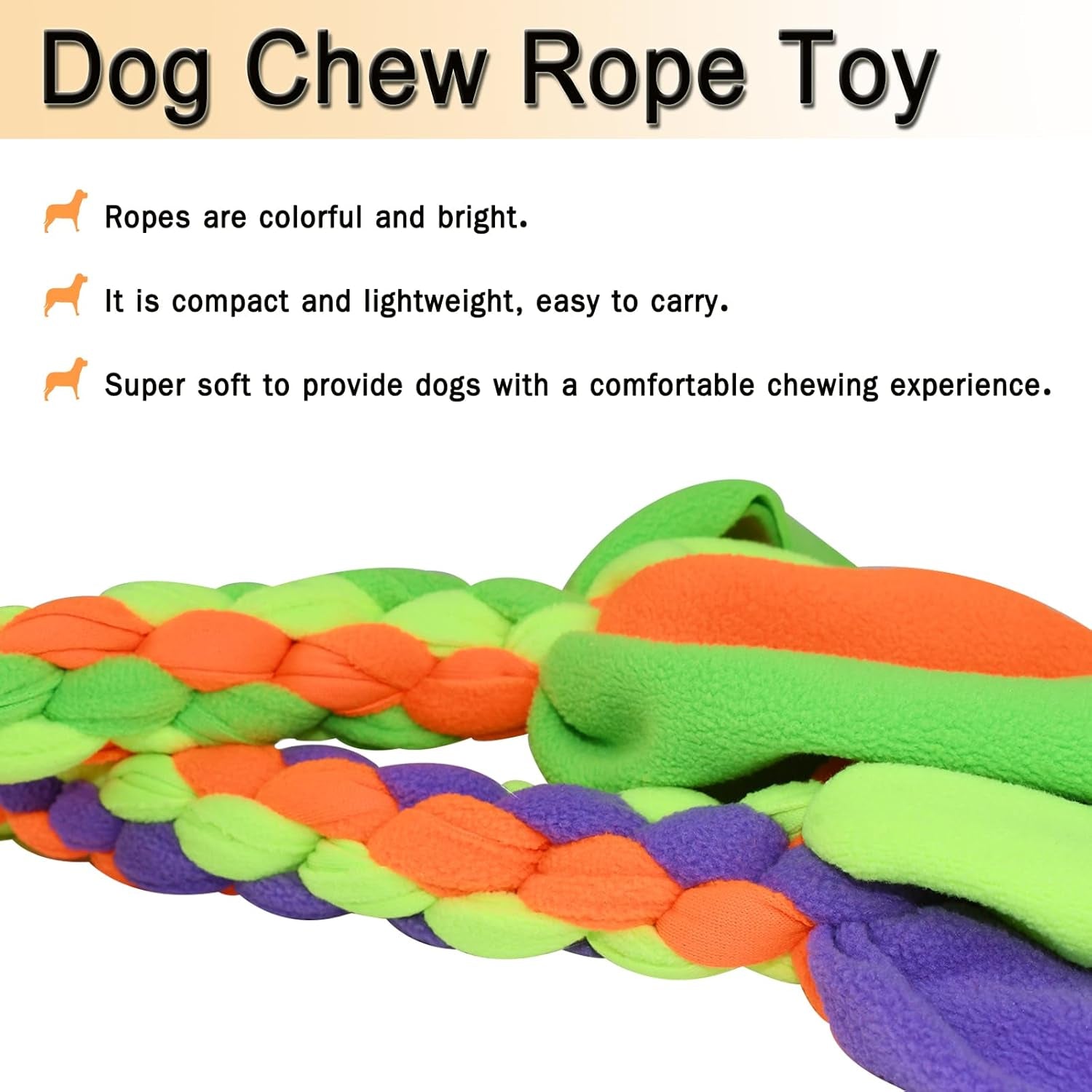 2 Pack Dog Fleece Rope Toy Dog Flirt Pole Replacement Toys to Chase and Tug Interactive Dog Toys with Chewing Rope Pet Braided Rope Tether Lure Toy to Outdoor Exercising Training