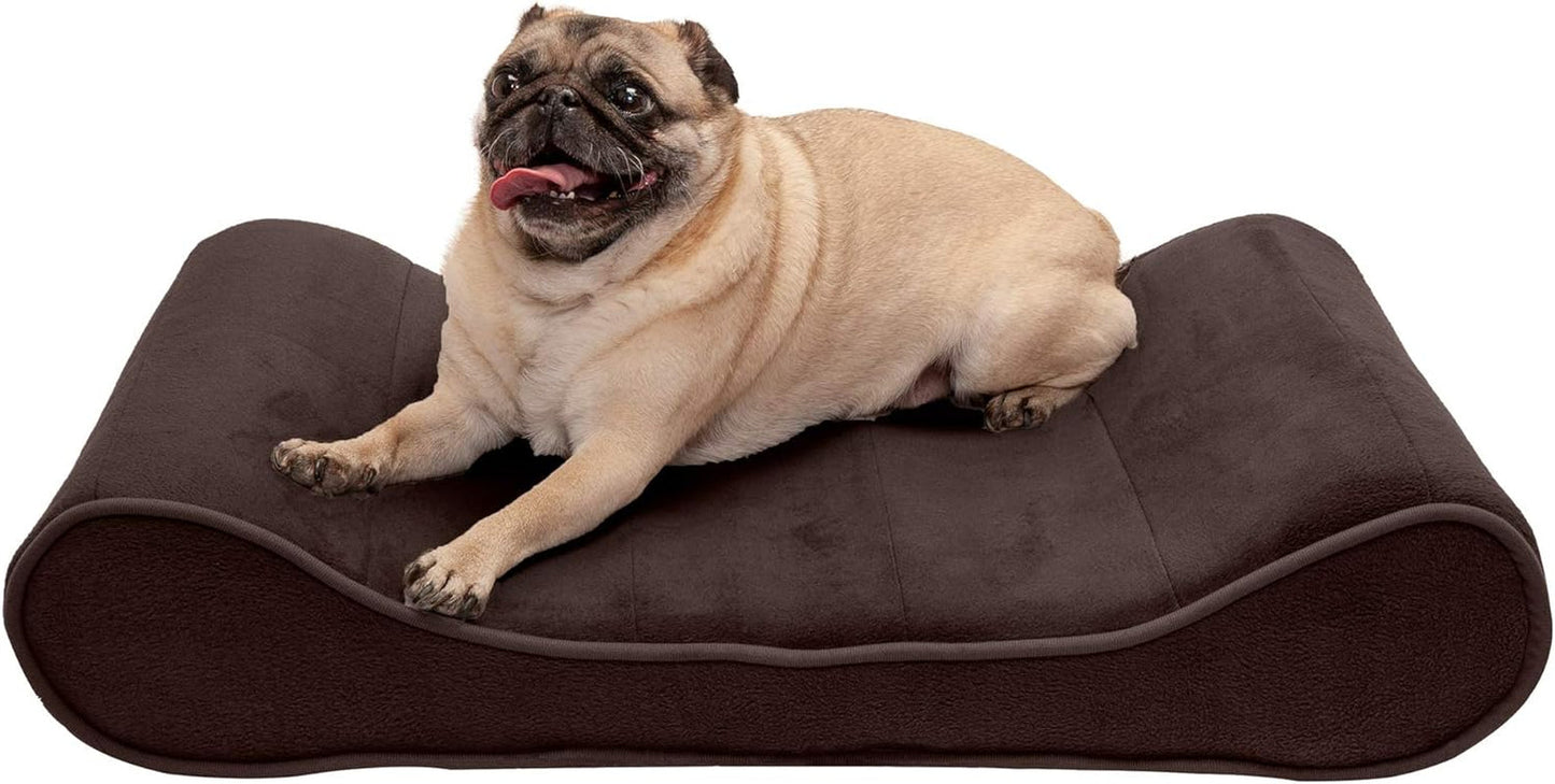 Furhaven Memory Foam Dog Bed for Medium/Small Dogs W/ Removable Washable Cover, for Dogs up to 23 Lbs - Microvelvet Luxe Lounger Contour Mattress - Espresso, Medium