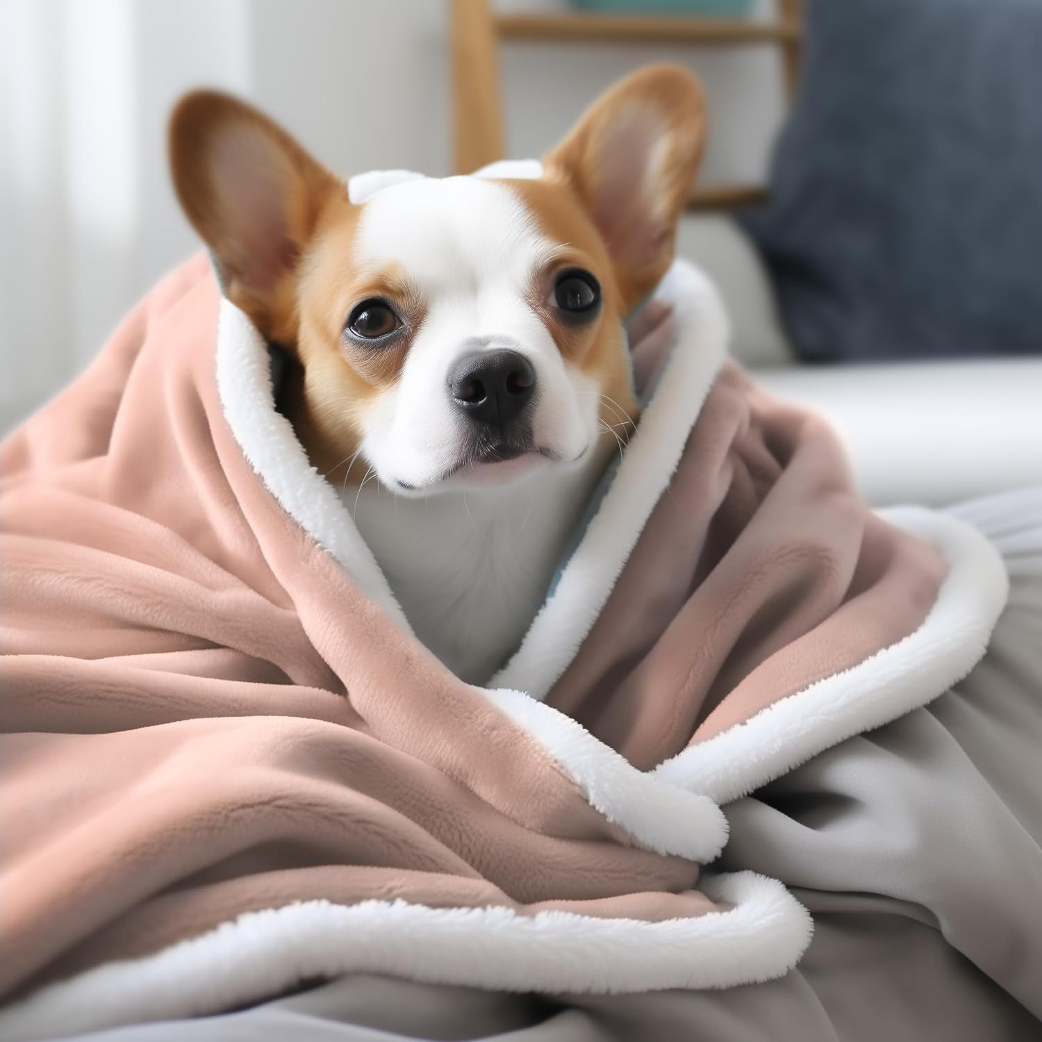 Dog Blankets for Large Dogs, Bed Protector for Dogs, Sherpa Blanket for Pet Hair Resistant Bedding, Puppy Blanket (Pink Beige, XXL 60X80