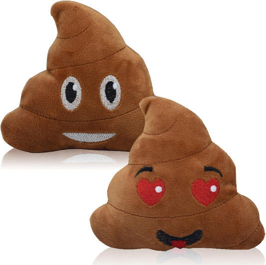 2Pack Pet Dog Squeak Toy Funny Face Expression Plush Poop Shape Stuffing Squeaking Puppy Playtoy for Small Dogs Puppy