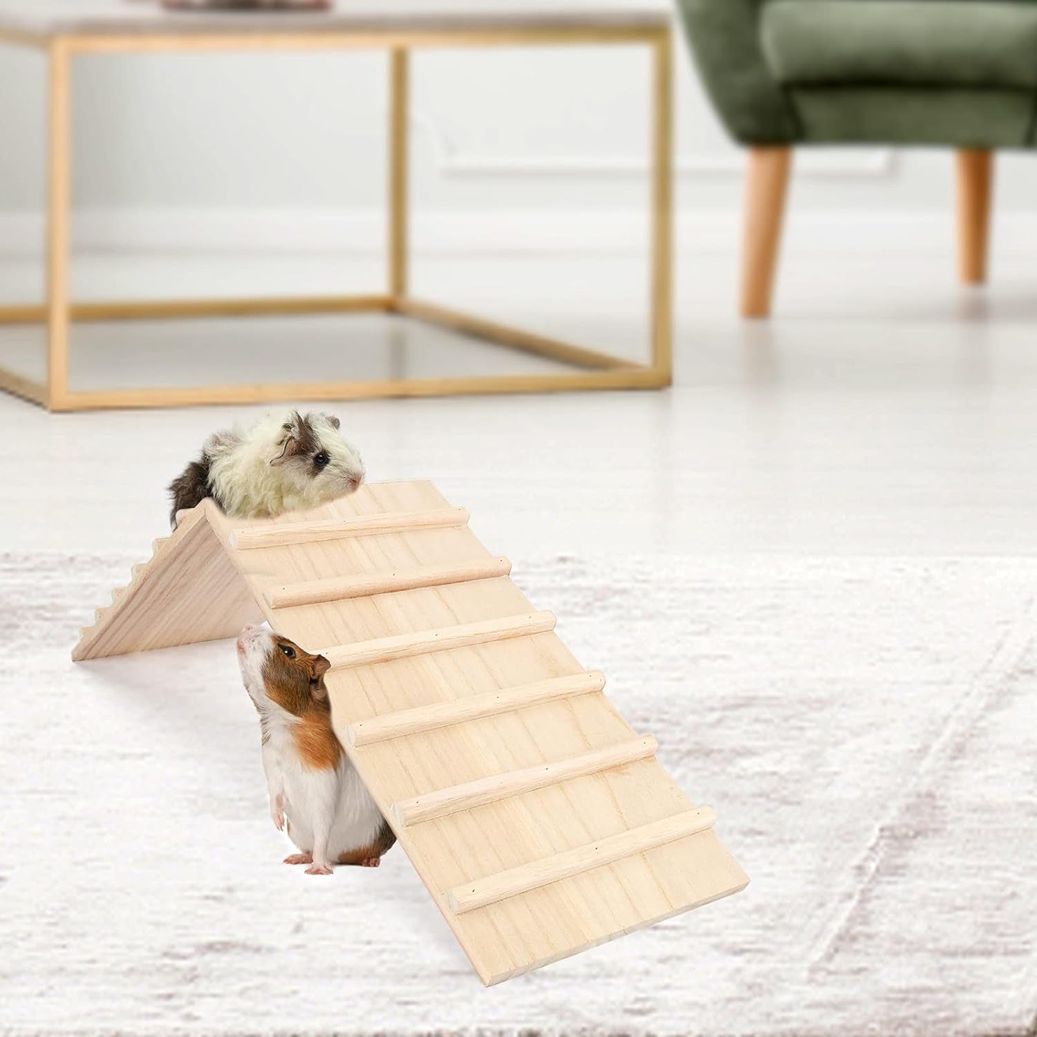 YUEPET Small Animal Wooden Cage Bridge Guinea Pig Habitat Ramp over Nature Climbing Ladder Toy for Rabbit Hamster Bunny Ferret Squirrel Hedgehog Chinchilla Rat Gerbils Mouse