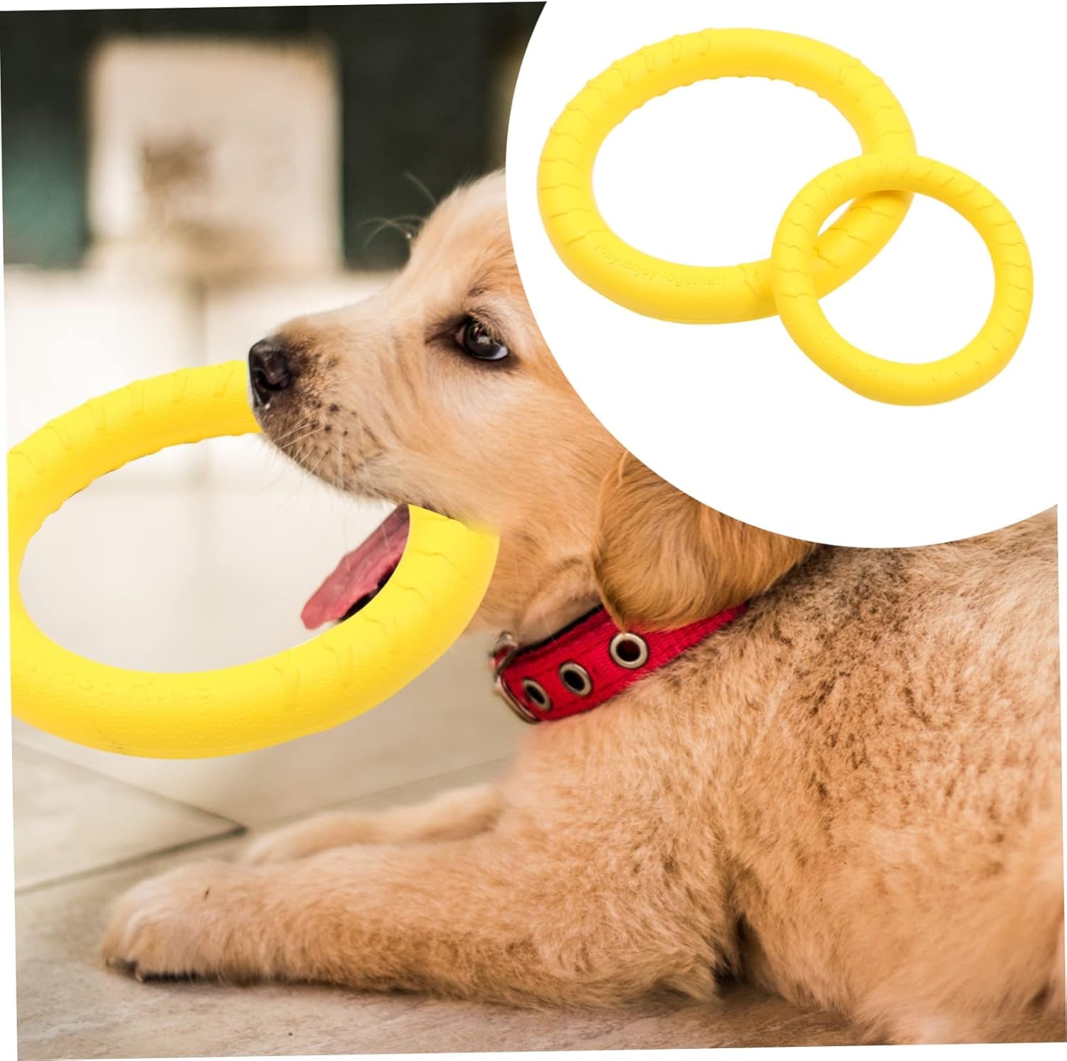 2Pcs Dog Bite Training outside Toys Dog Tooth Cleaning Toys Puppy Teething Toys Teeth Cleaning Dog Toy Puppy Flying Discs Outdoor Playset Dog Ring Toy Eva Tension Ring 28C Flexible