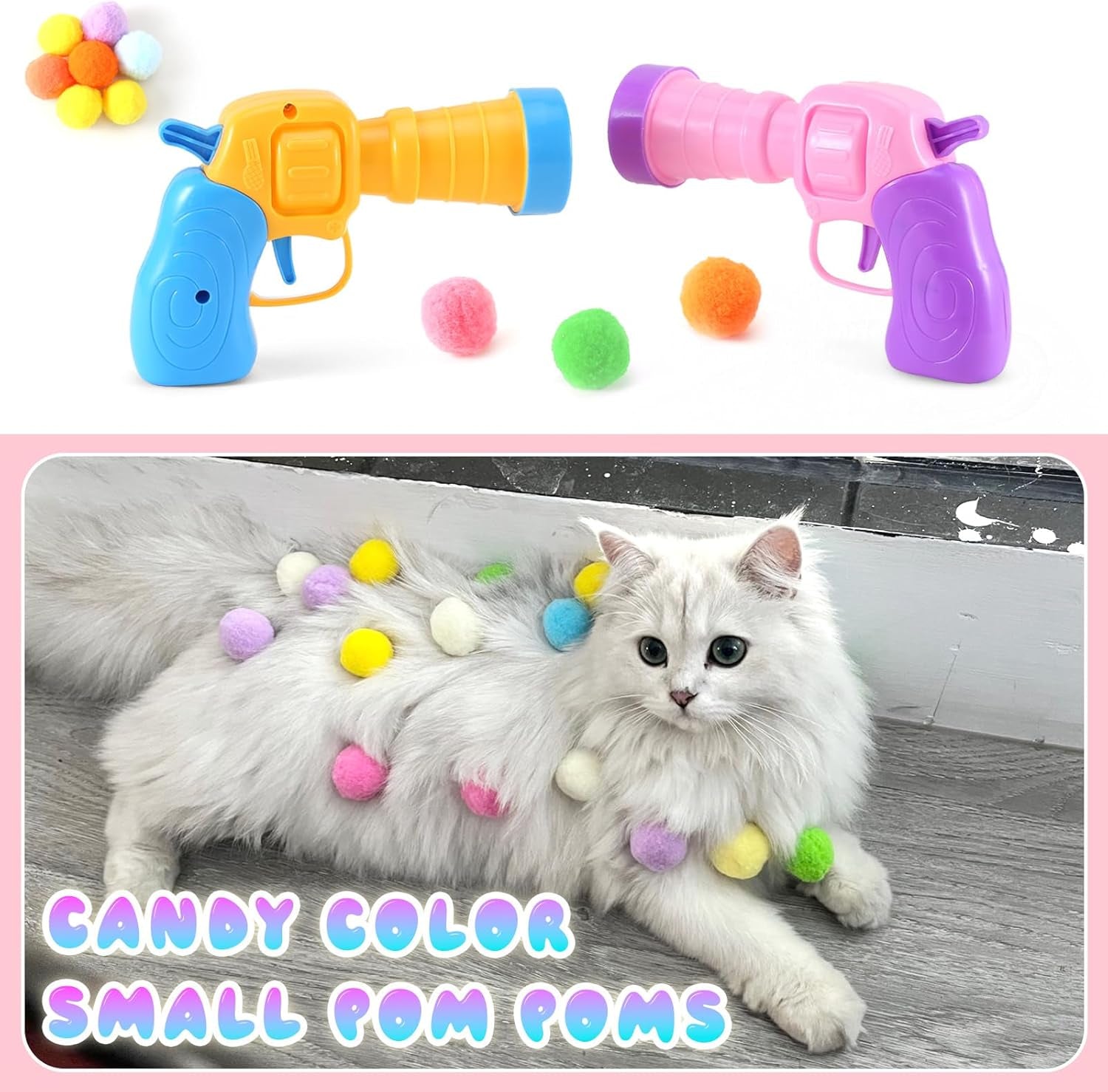 2 Pack Cat Ball Toy Launcher - Includes 100 Colorful Plush Cat Balls and Exciting Launcher Set for Hours of Interactive Fun and Exercise