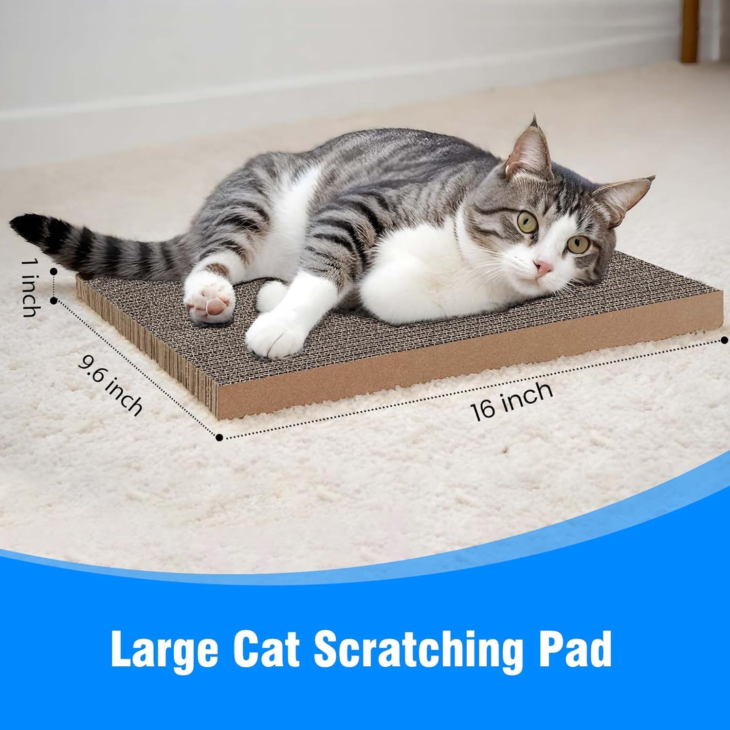 4 Packs Cat Scratcher, Cat Scratching Board for Indoor Cats and Kitten, Large Size Cat Scratching Pad, Durable&Premium Recyclable Cardboard Cat Scratcher