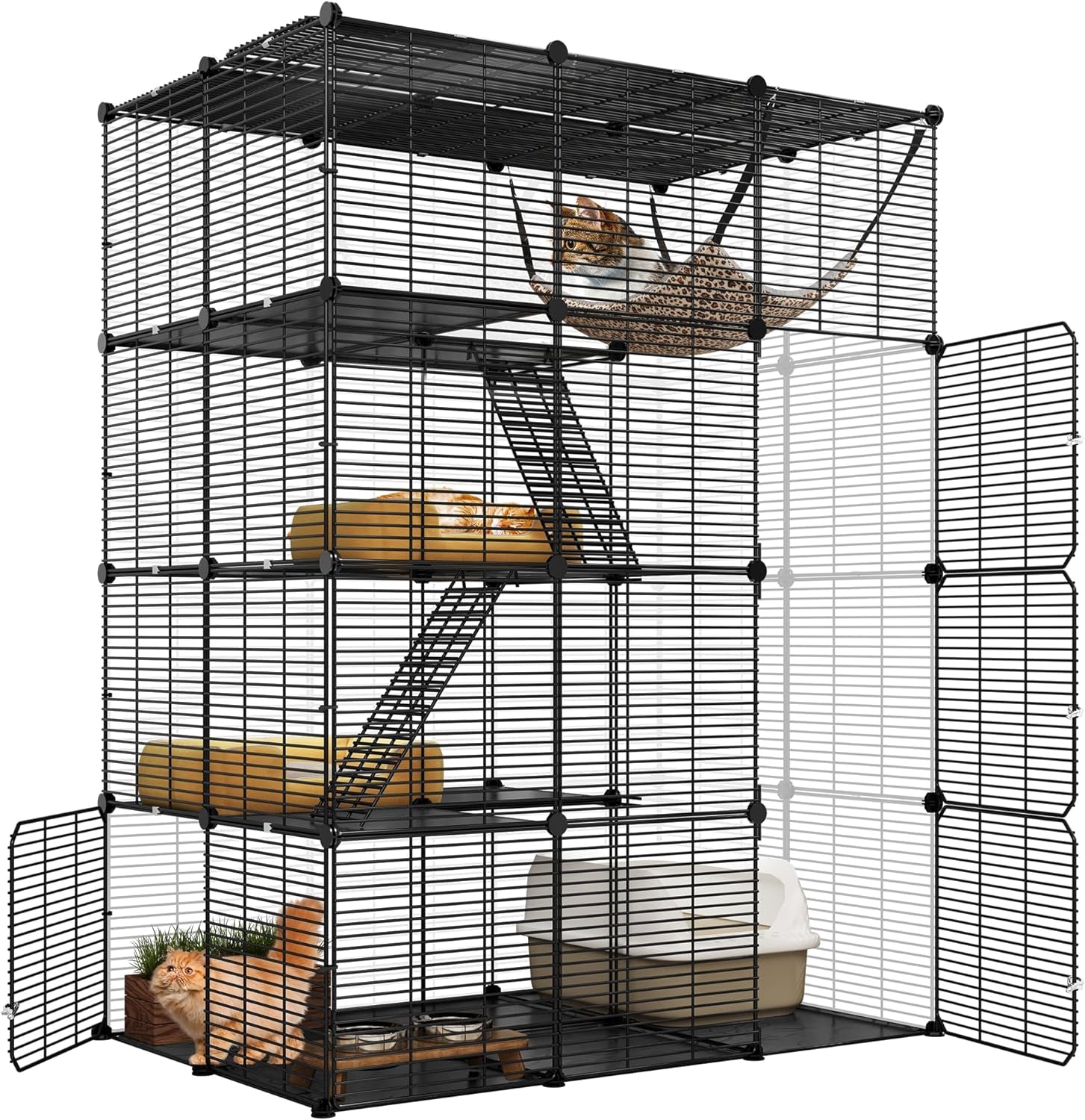 YITAHOME Cat Cage 2 Tier Indoor Cat Enclosures Kitten Cage DIY Pet Playpen Metal Kennel for 1-2 Cats, Ferret, Chinchilla, Rabbit, Small Animals, Kitty, Squirrel, RV Travel, Camping