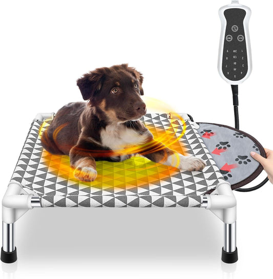 Elevated Outdoor Dog Bed with Heating Pad, Dog Crate Bed Indoor Outdoor, Non-Slip,Detachable Waterproof Winter Heated Dog Bed, for Small Dogs