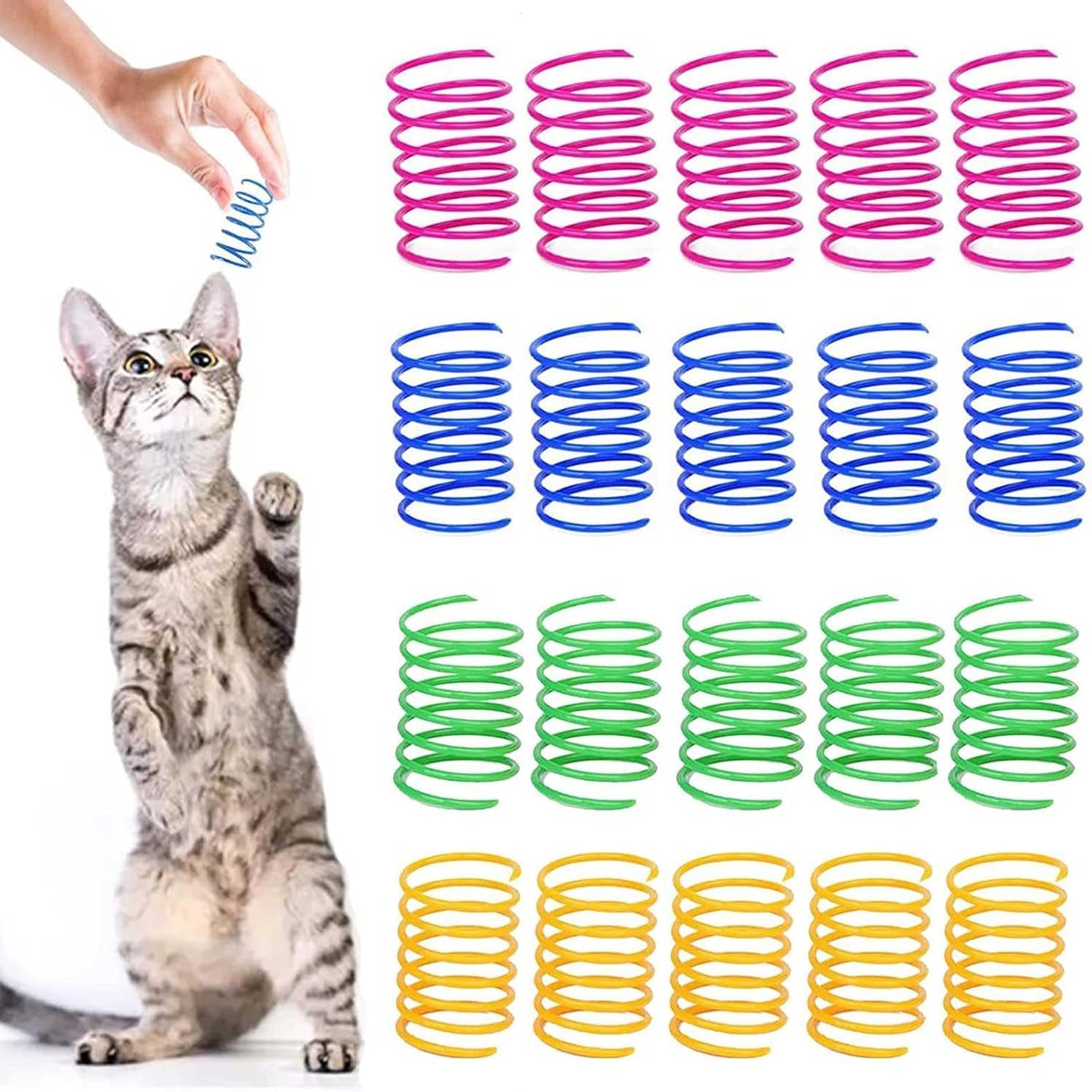 100 PCS Pet Wide Colorful Springs Cat Toys Plastic Coil Spiral Springs for Cat Pet Interactive Cat for Indoor Cats Durable Plastic Coil