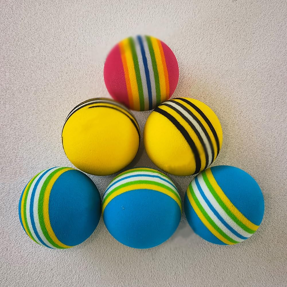 12 Pcs Colorful Foam Cat Toy Balls Rainbow Pet Play Balls Cat Foam Soccer Balls Soft Pet Sponge Balls Interactive Balls for Small Dogs Animals