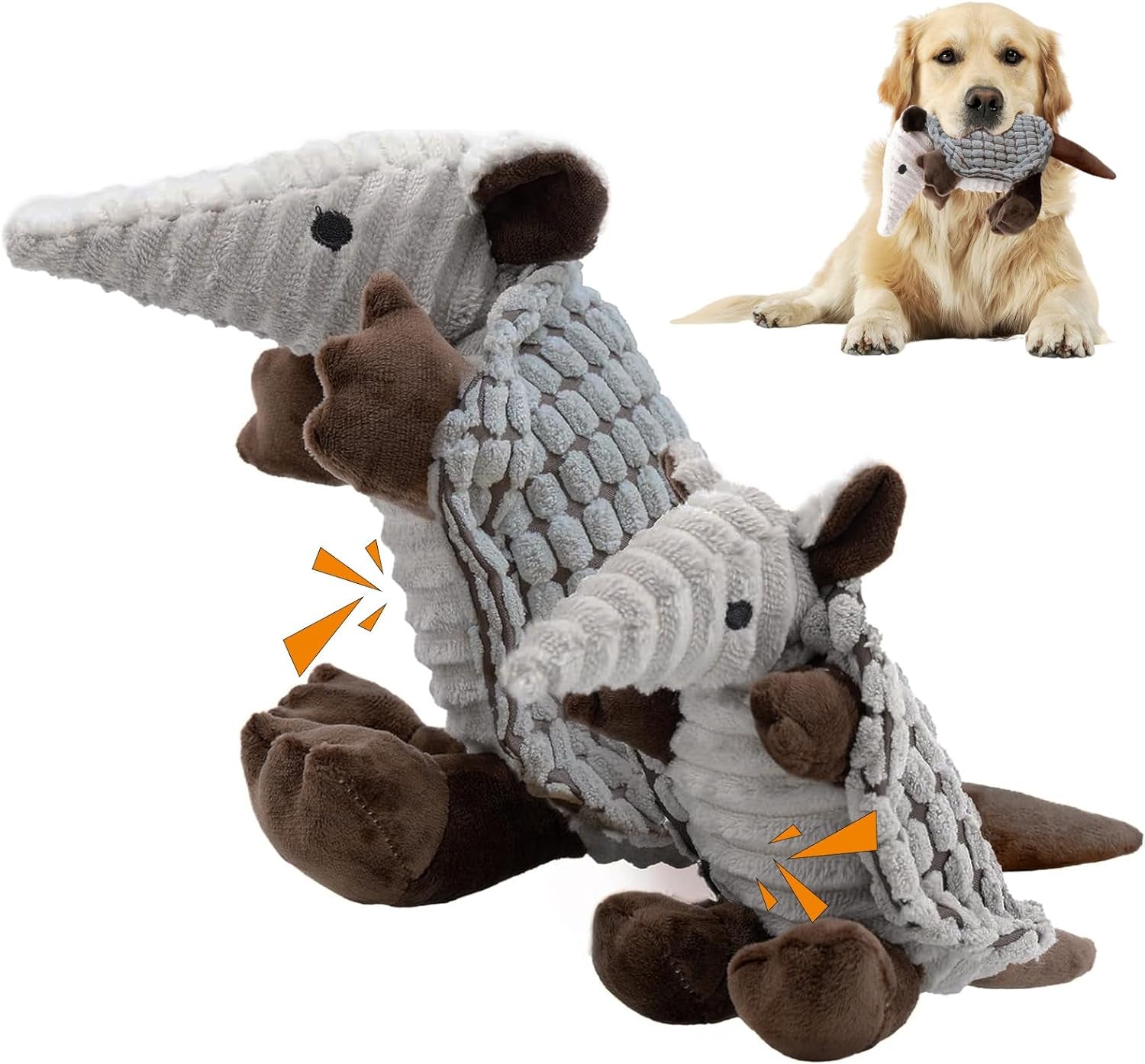 2 Pack Dog Toys, 12 Inch and 8 Inch Plush Dog Toys, Stuffed Toys for Small Medium Large All Breed Sizes Dogs, Big Armadillo Animals Toy, Puppy Chew Toy with Clean Teeth