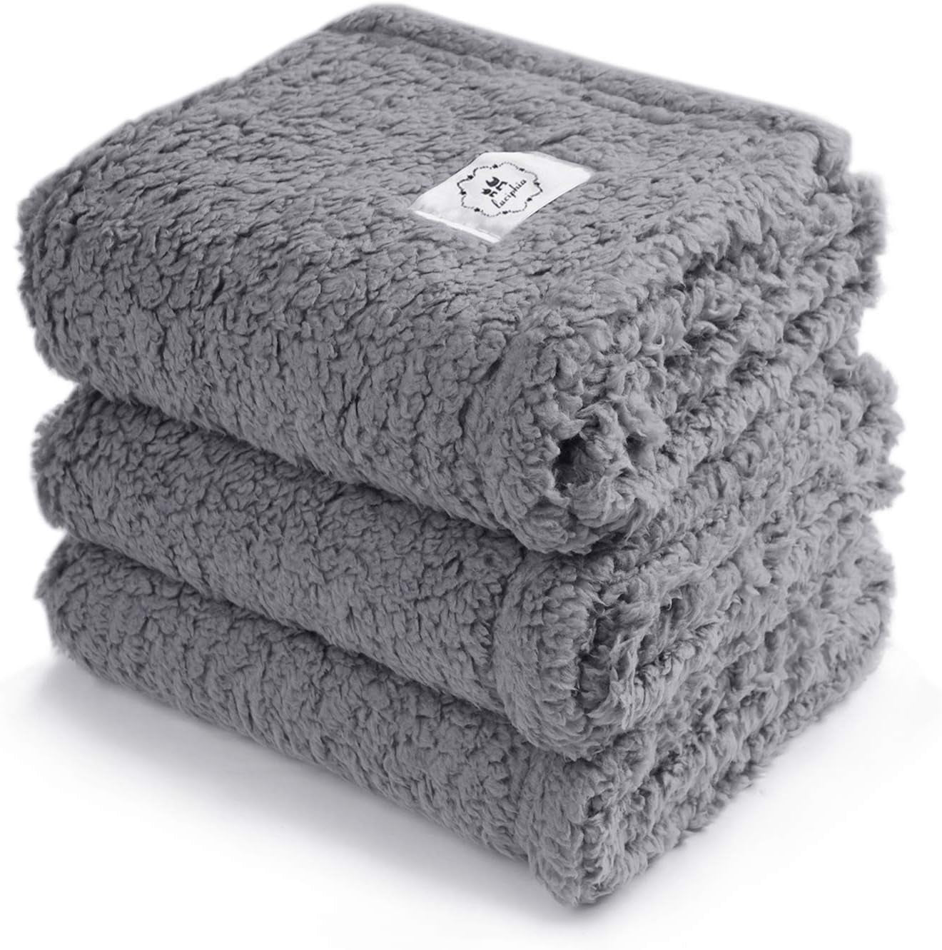 1 Pack 3 Calming Blankets Fluffy Premium Fleece Pet Blanket Soft Sherpa Throw for Dog Puppy Cat Black Small (23”X16'')