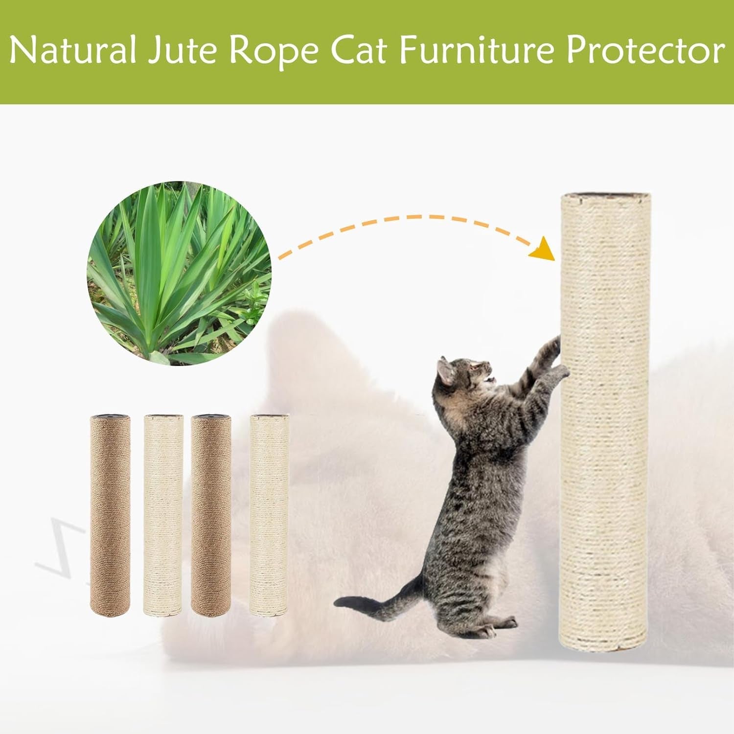 4 Pcs Cat Scratching Post Replacement for Indoor 15.7 X 3.1 Inches Cats Tree Replacement Parts Natural Sisal Cat Scratch Posts Refill Pole Part with M8 Screws Spare Cat Furniture Accessories