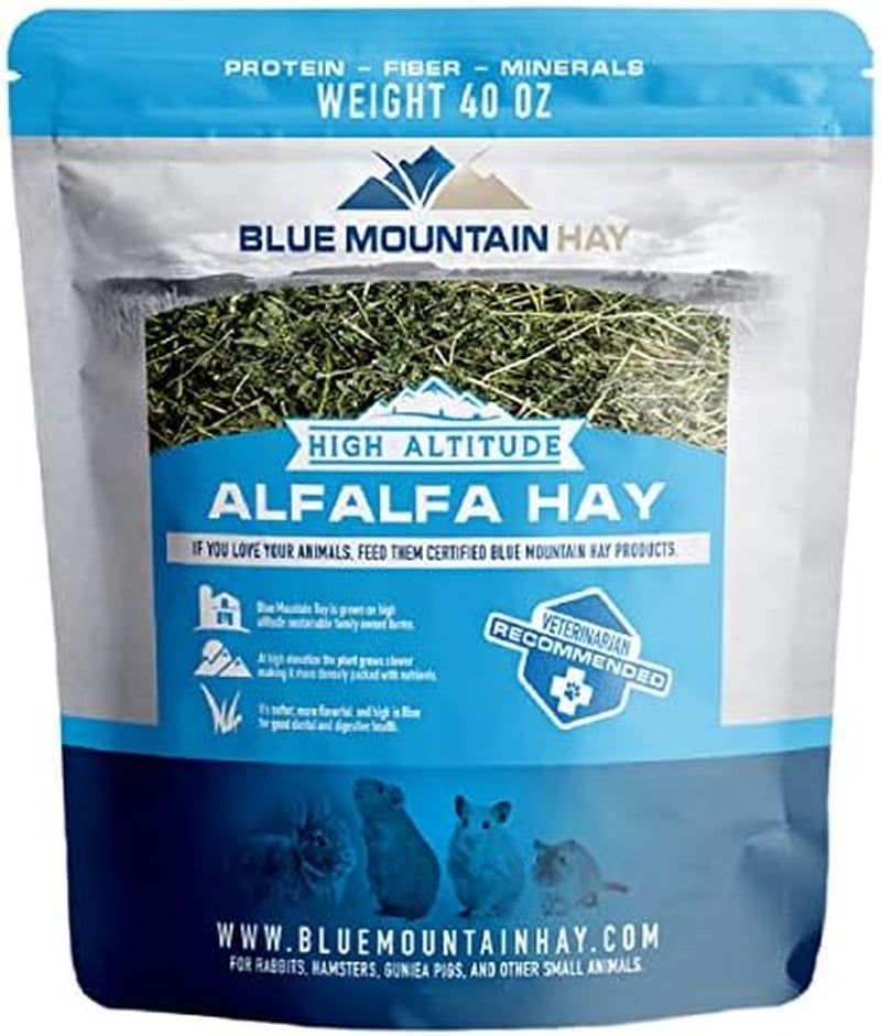 | 40 Oz. Fresh Alfalfa Hay | Available in 15 Oz. & 40 Oz. Pouches | Nutritious, Delicious Meal or Snack for Rabbits, Guinea Pigs, Hamsters, Gerbils, Rats, and Other Small Pets