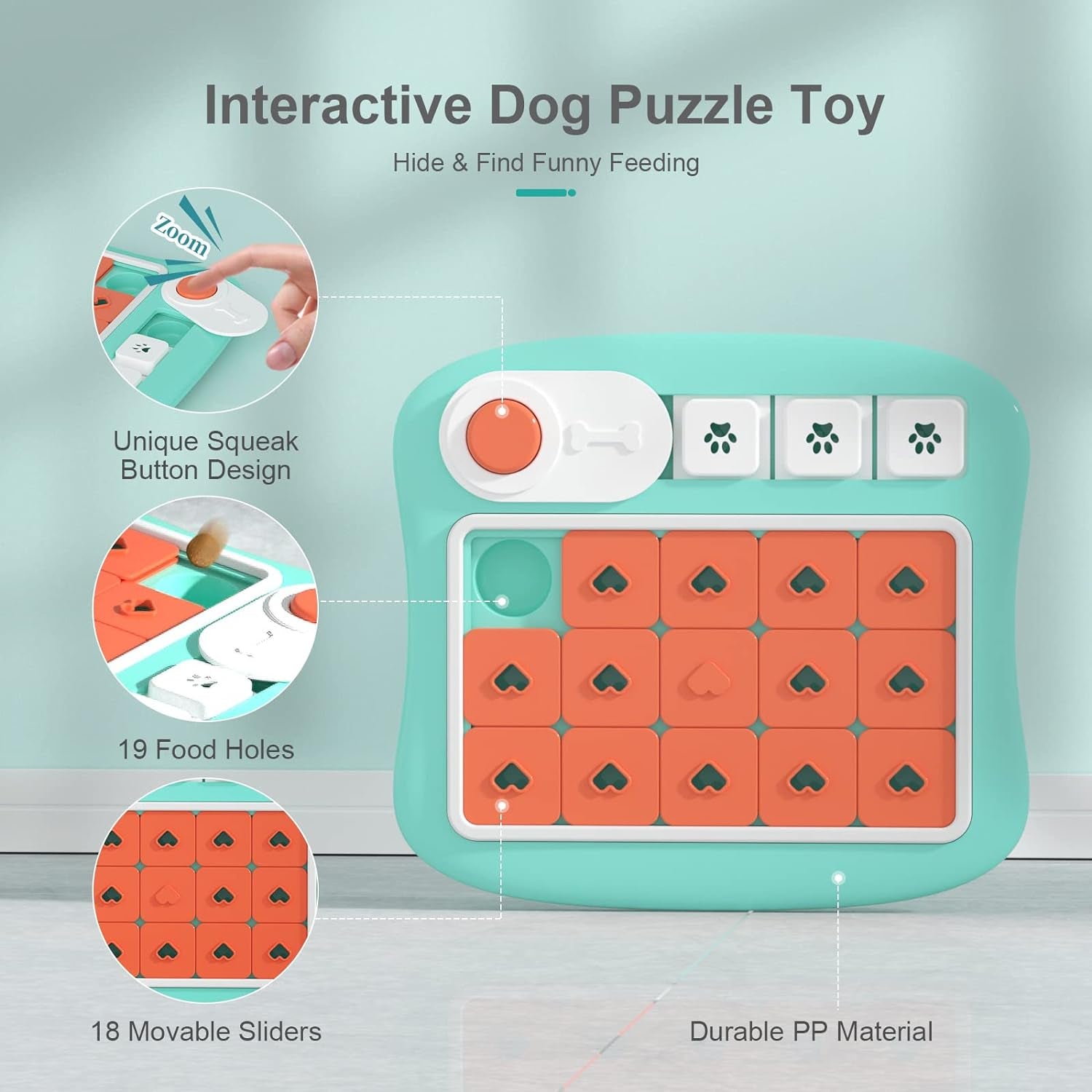 Knitly Dog Puzzle Toys for Large Medium Small Smart Dogs, Interactive Dog Toys for Boredom and Stimulation, Dog Enrichment Toys with Squeak Design，Dog Treat Puzzle Gift for Fun Slow Feeder