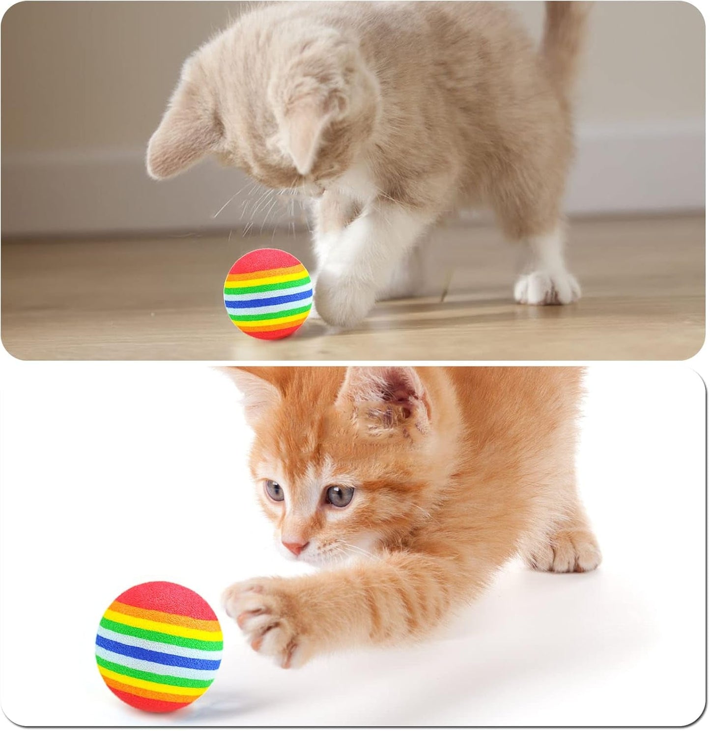 15Pcs 35Mm Soft Pet Cat Toy Sponge Balls Interactive EVA Foam Colorful Rainbow Toys Balls for Small Dog Puppy Kitty Indoor Outdoor Play Activity Chase Training