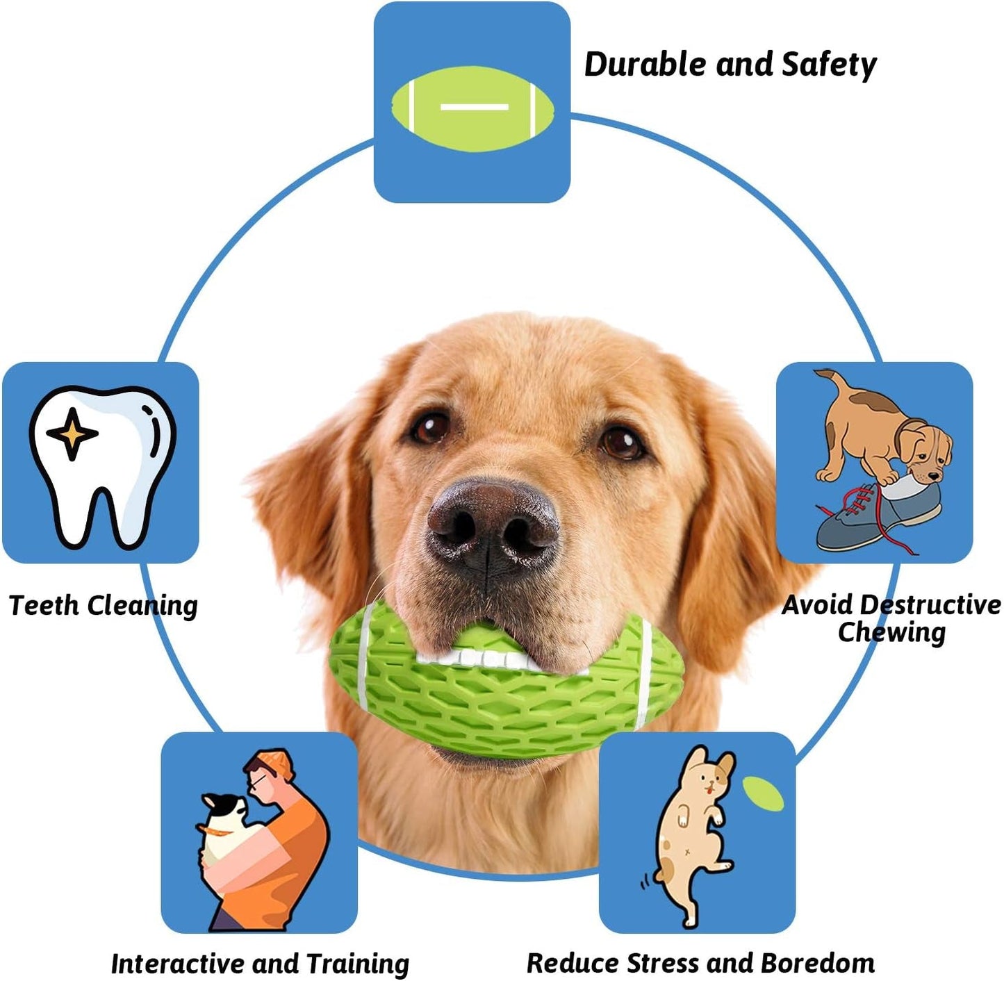 KOL Dog Plush Toys Dog Chew Toys Pet Squeaky Toys with Crinkle Paper, Interactive, Chewing and Durable Toys for Puppy Dogs and Medium Dogs. (Ball Green)