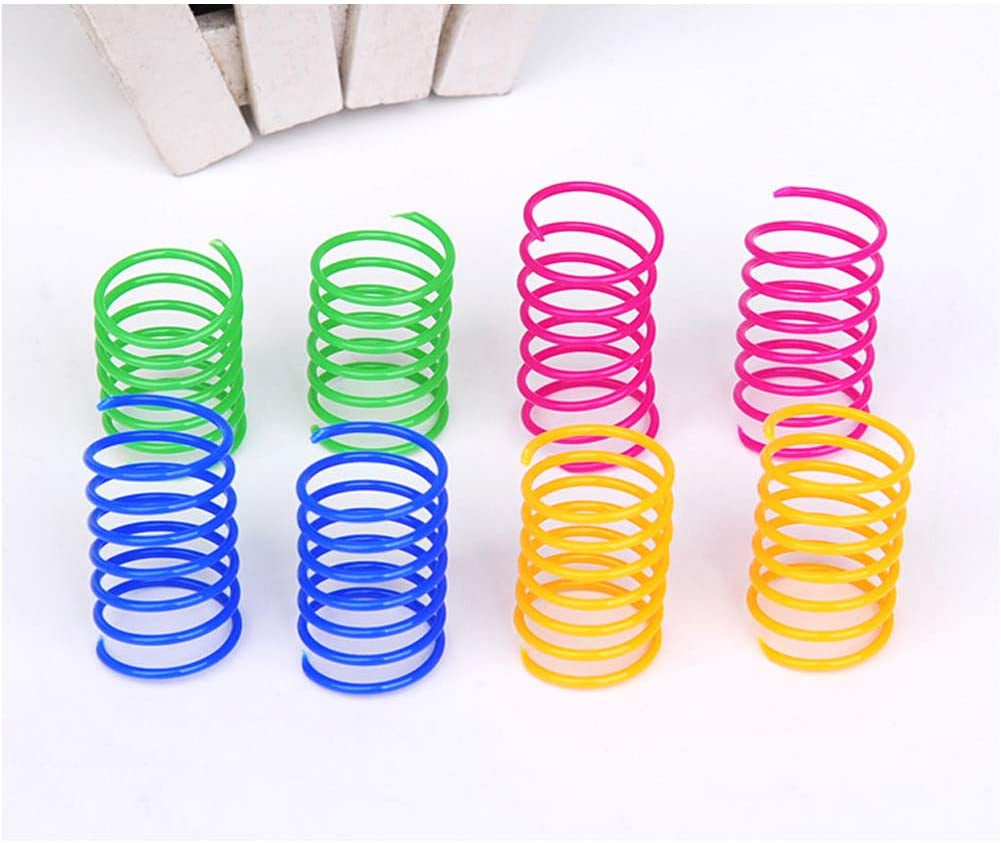 120 Pack Cat Spring Toy, Colorful Interactive Cat Toy Plastic Coil Springs Cat Toy for Swatting, Biting, Hunting Kitten Toys