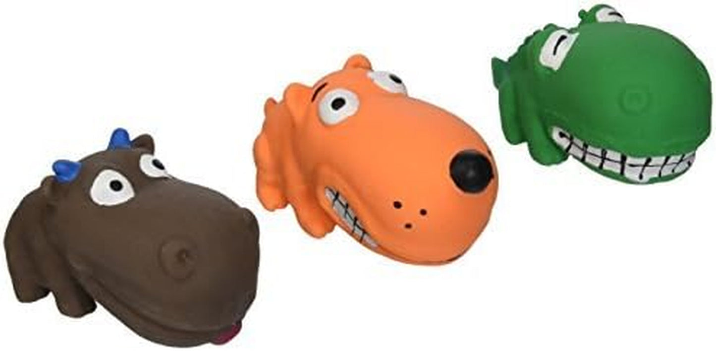 (6 Pack) Multipet Squeaky 3" Mini Latex Animal with Big Head Dog Toy, Assorted