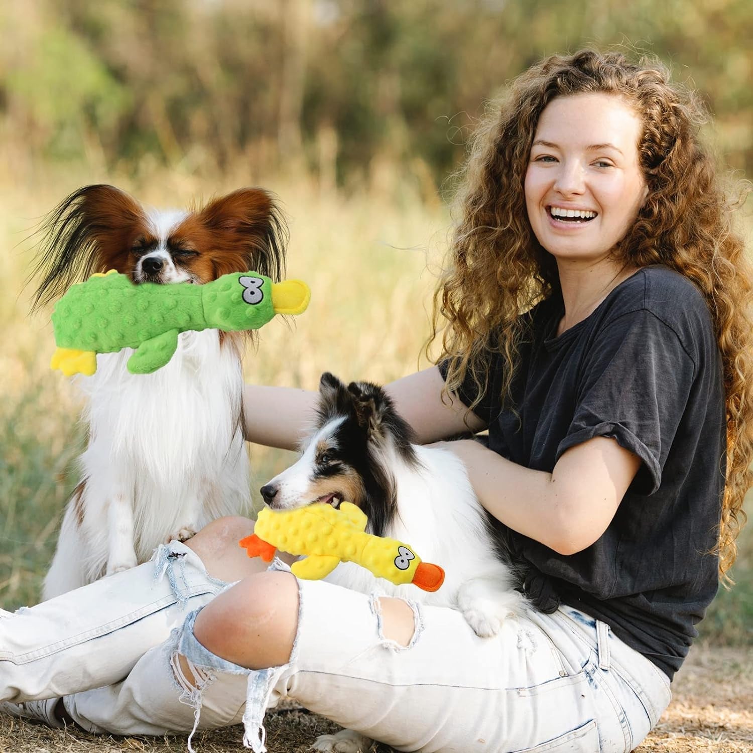 3 Pack Squeaky Dog Toys,Duck Crinkle Plush Dog Toys for Aggressive Chewers,Durable Interactive Dog Toys for Puppy Small, Medium and Large Dogs Teething/Entertaining/Reduce Boredom