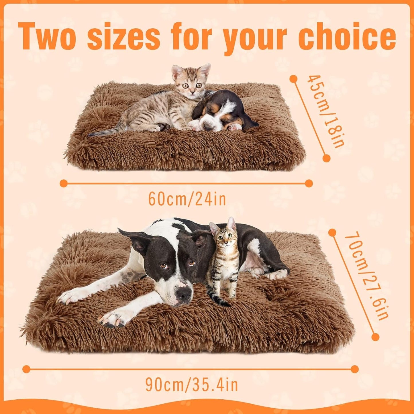 Dog Bed Crate Pad,Plush Soft Pet Beds,Double Sided Available Dog Bed Crate,Washable Dog Bed Mats for Medium Small Dogs and Cats,18"X24"