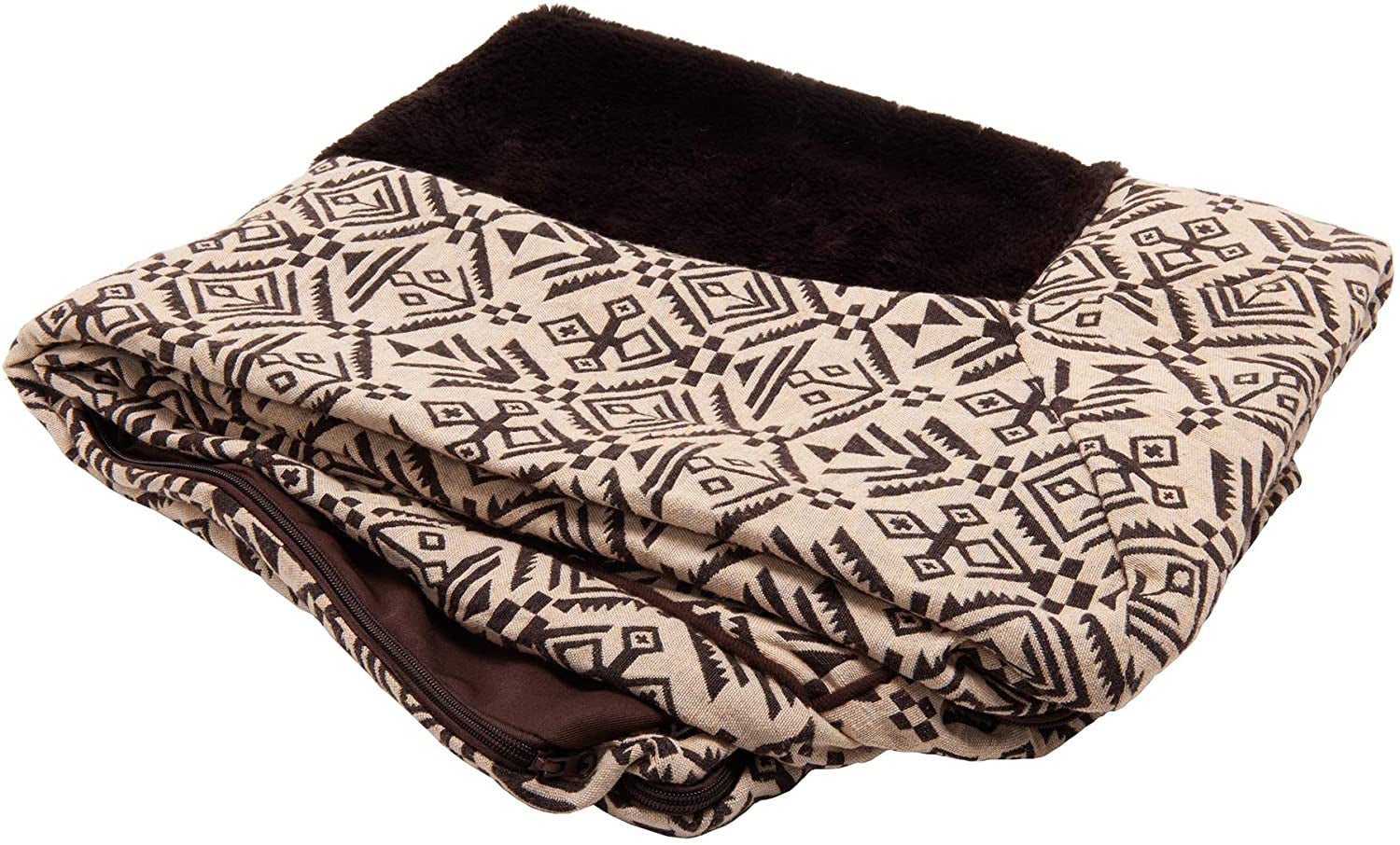 Furhaven Replacement Dog Bed Cover Plush & Southwest Kilim Décor Sofa-Style, Machine Washable - Desert Brown, Large