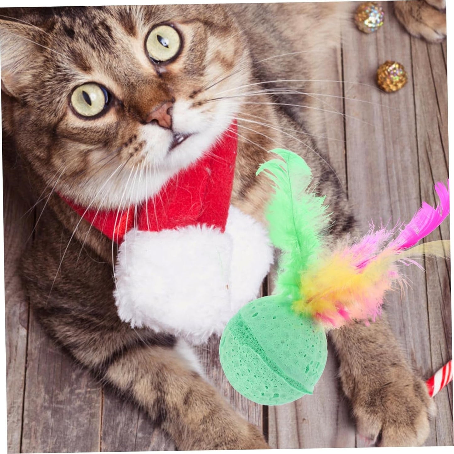 3 PCS Creative Cute Pet Toys Sponge Balls Kitty Kitten Toys Cat Catcher Toys with Feather Tails