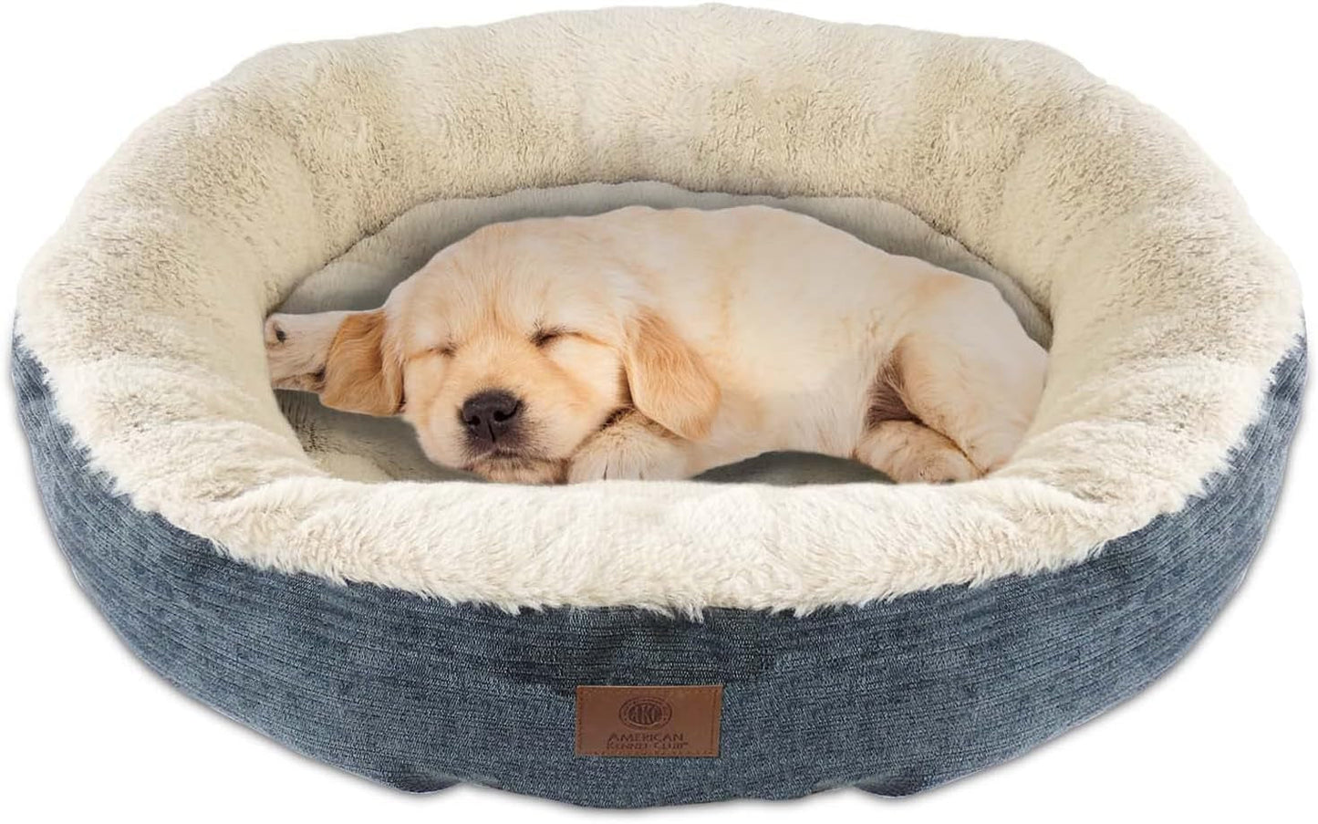 American Kennel Club AKC3615GRAY Mason 22" round Pet Bed, 22.0"L X 22.0"W X 6.0"Th