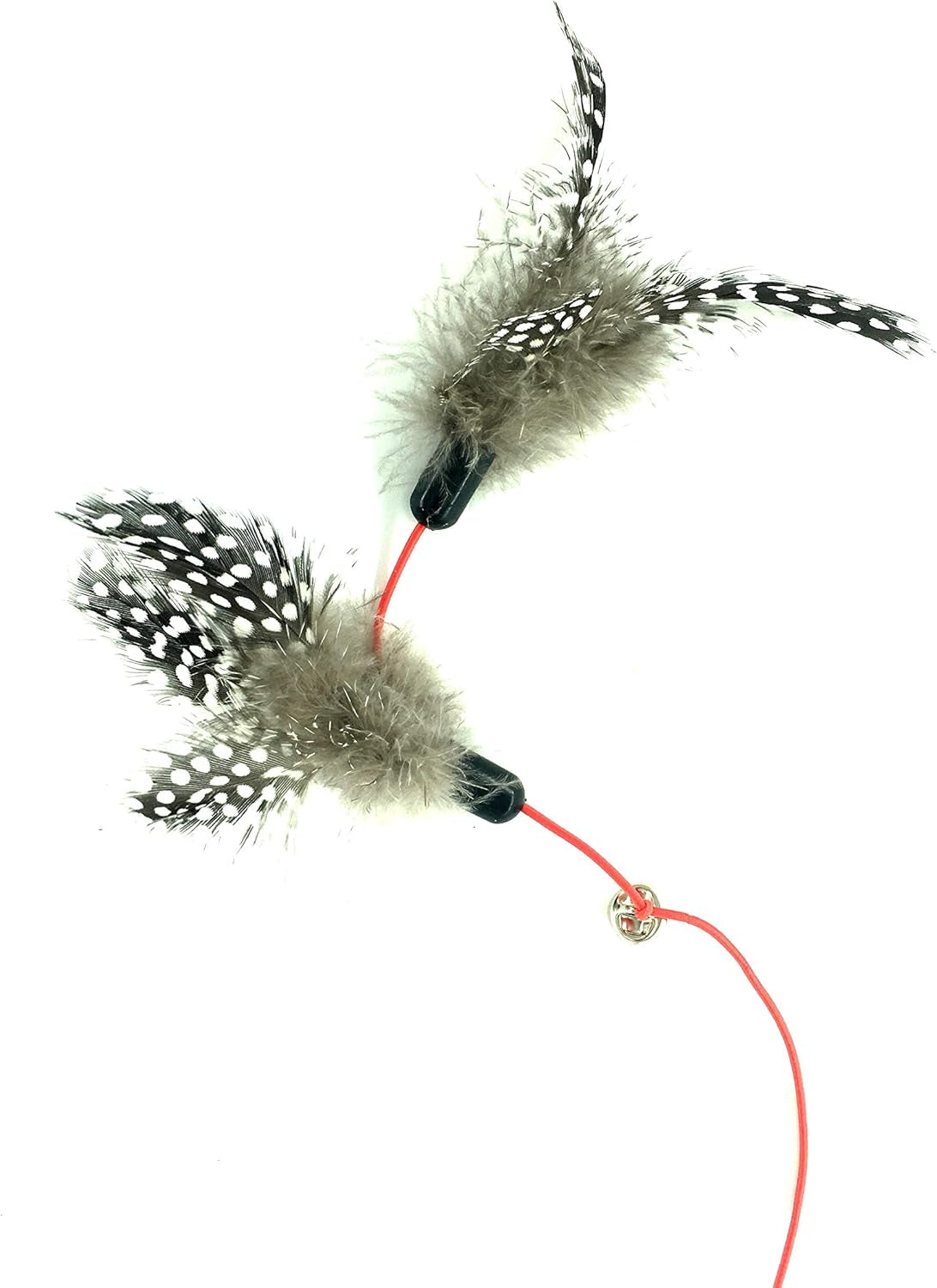 2Pcs Cat Toy Feather Stick Teaser Wand Wire with Bell Beads and Longer Stick