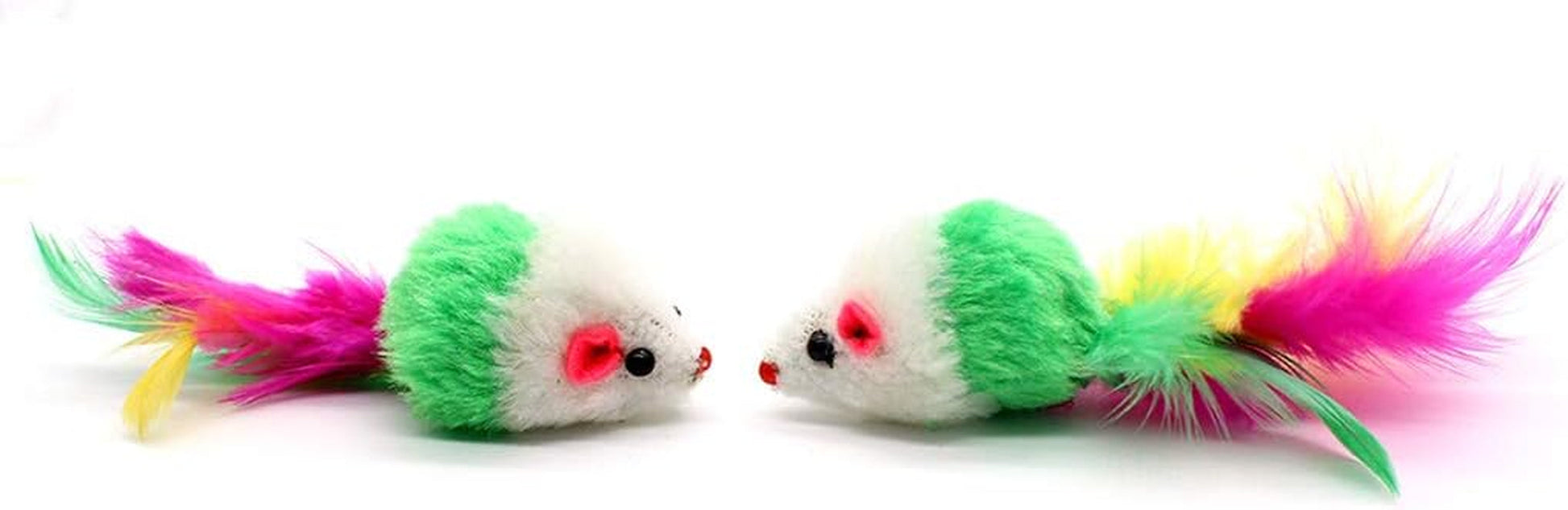 10 PCS 3 Inch Furry Pet Toys Mice Cat Toy Mouse Cat Catcher Toys with Feather Tails(Random Color)