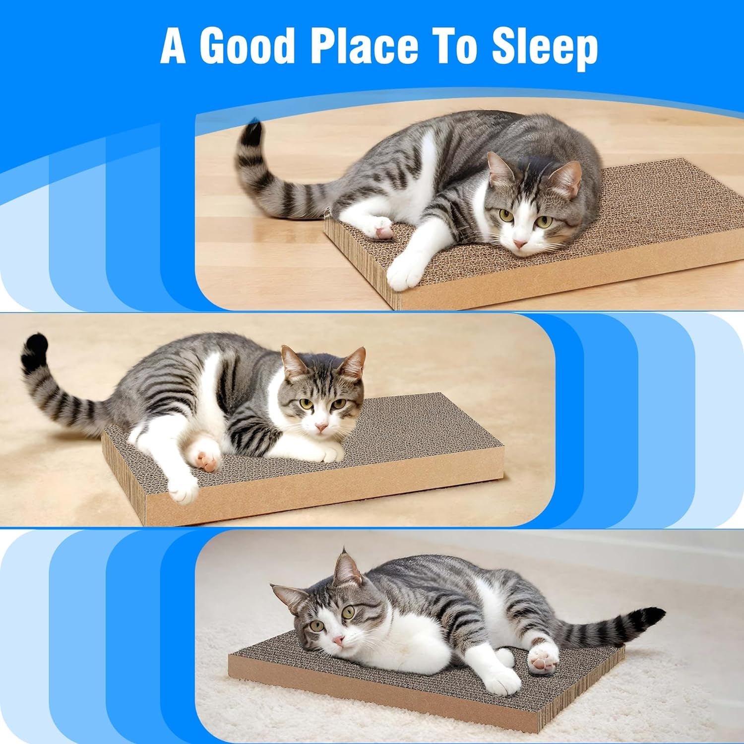 4 Packs Cat Scratcher, Cat Scratching Board for Indoor Cats and Kitten, Large Size Cat Scratching Pad, Durable&Premium Recyclable Cardboard Cat Scratcher