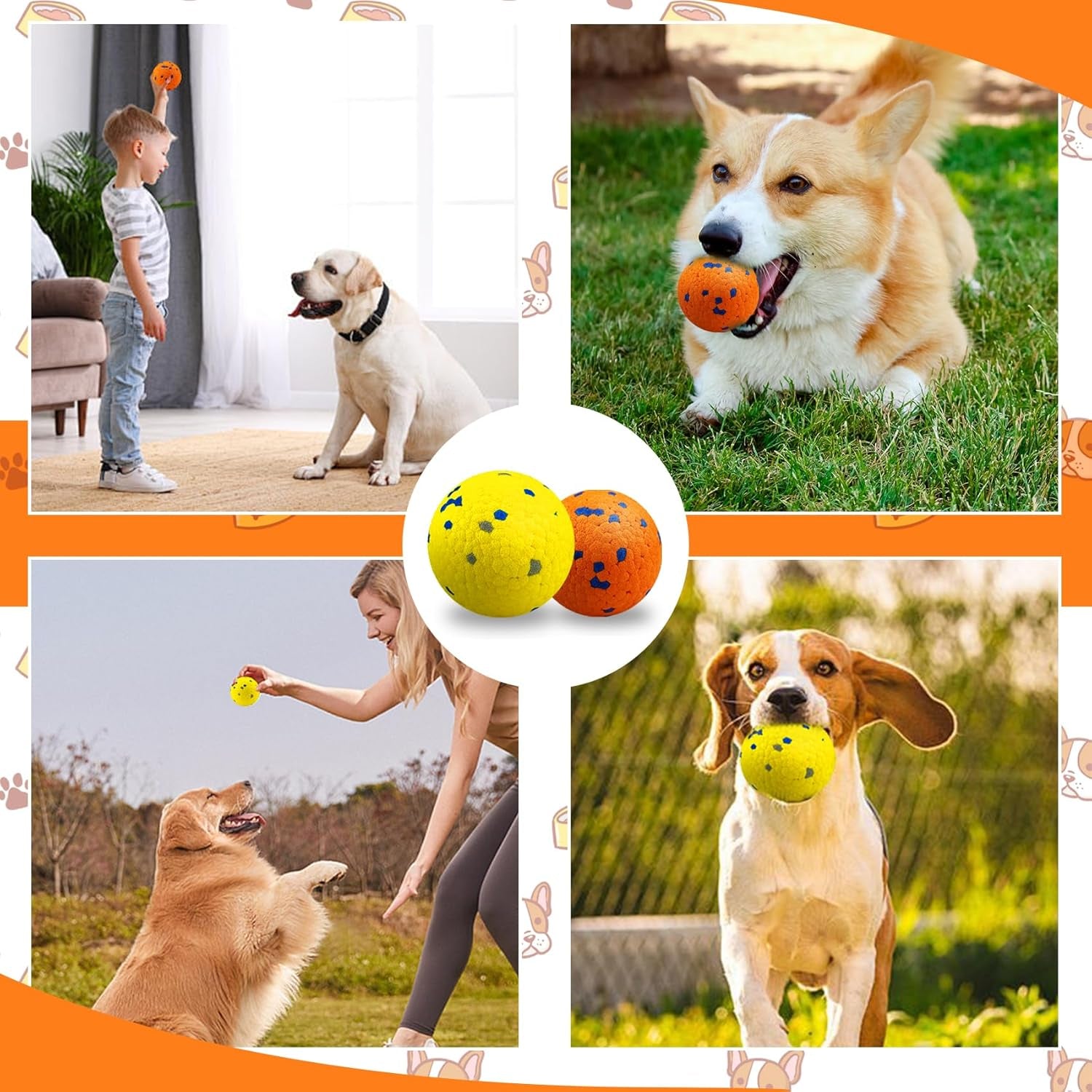 2 Pack Dog Balls Indestructible Tennis Balls for Dogs Durable Bouncy Dog Toy Balls for Aggressive Chewers Interactive Dog Toys for Water Toy Fetch Balls