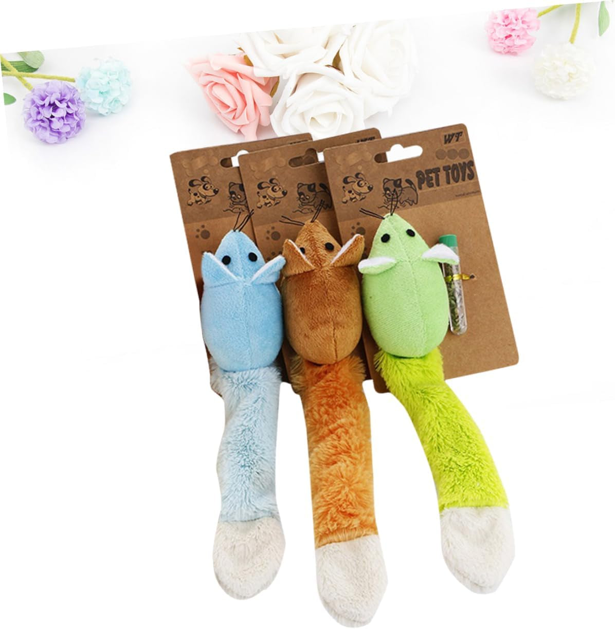 3Pcs Interactive for Cats Long Tail Cat Teaser Scrump Plush Themberchaud Plush Cat Plush Plush Mouse for Cat Vocalize Cat Mouse