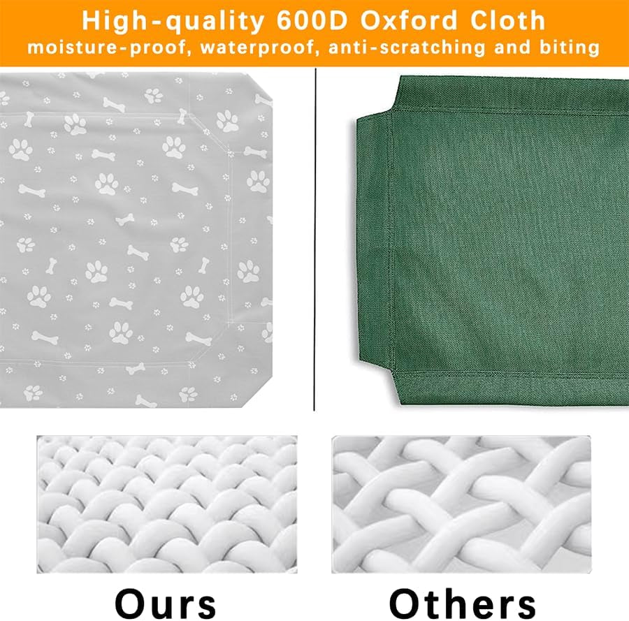 Elevated Dog Bed Pet Bed Replacement Cover, Raised Dog&Cat Bed with Washable Waterproof Mesh, Dog Cot Cat Bed Cover. L(43.3" L X 31.5" W X 7.5" Th) Grey