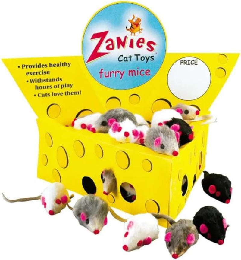 10 Realistic White Mice Cat Toys with Real Rabbit Fur by Zanies