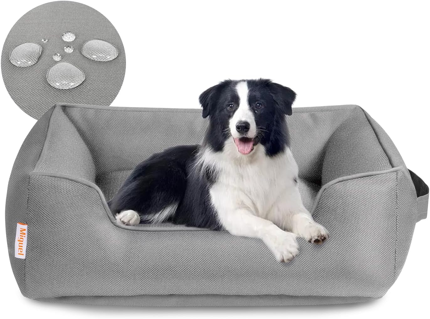 Miguel Waterproof Outdoor Dog Bed for Medium Small Dogs, Oxford Pet Bed Tough with Sides Easy Clean, All Weather Rectangle Puppy Bed with Removable Cover Bolster Bed Scratch Resistant, 30 Inches