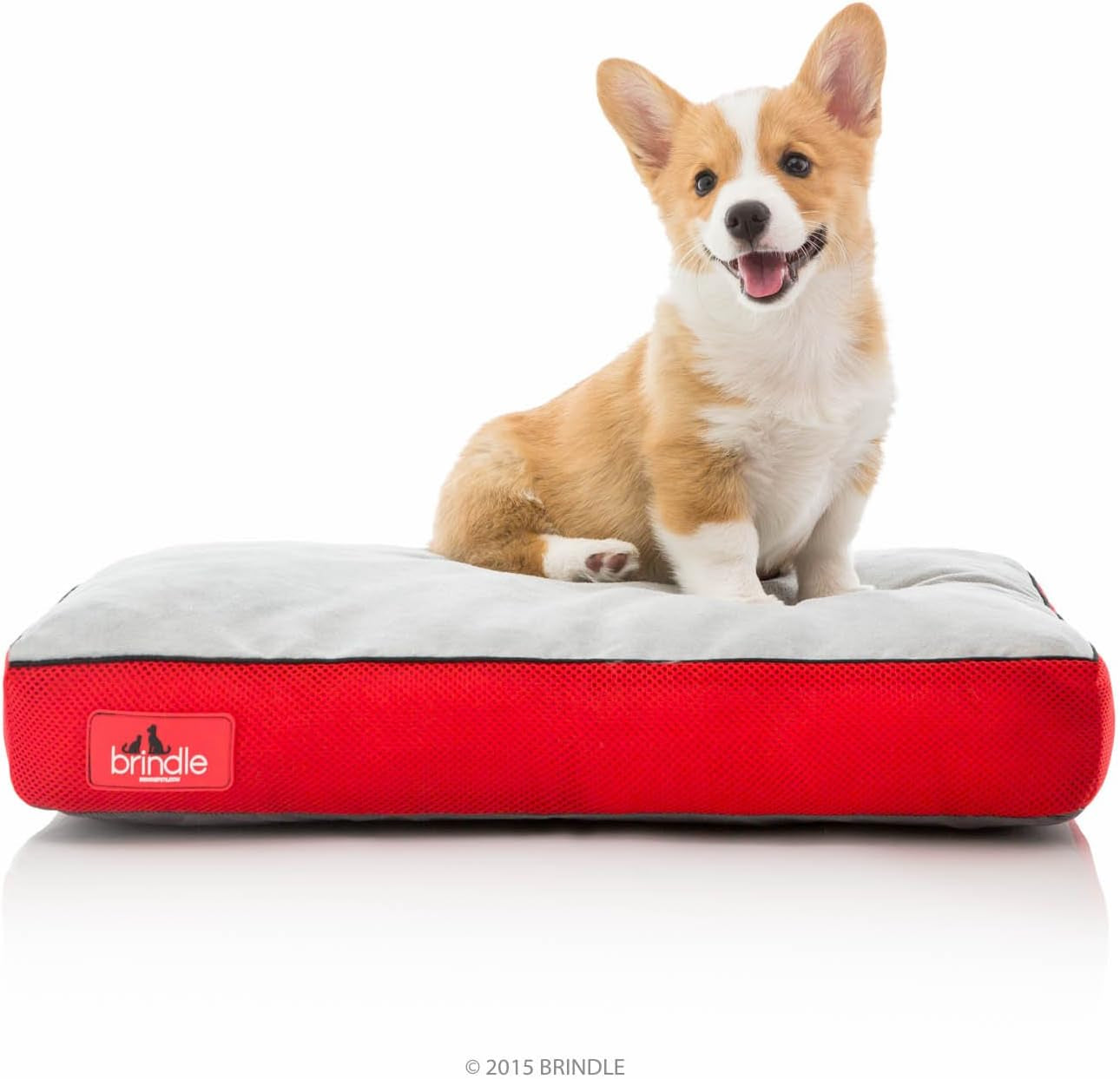 Brindle Shredded Memory Foam Dog Bed with Removable Washable Cover-Plush Orthopedic Pet Bed - 17 X 11 Inches - Red